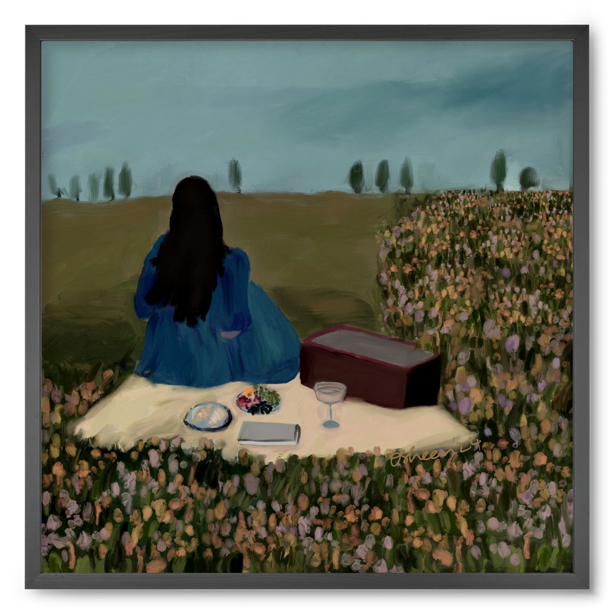  A SOLO PICNIC DATE, 50x50 cm (50x50 cm), Fekete keret