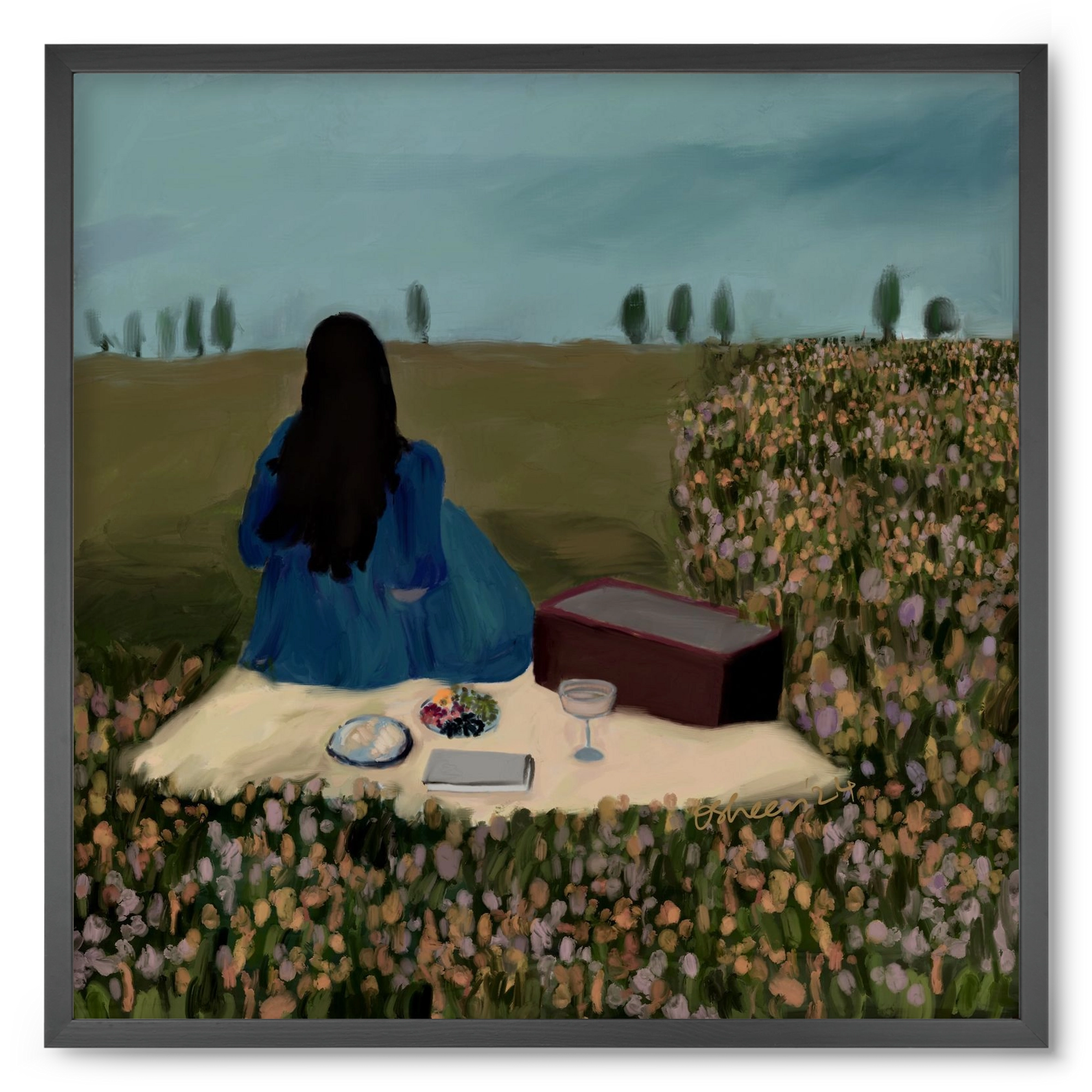  A SOLO PICNIC DATE, 50x50 cm (50x50 cm), Fekete keret