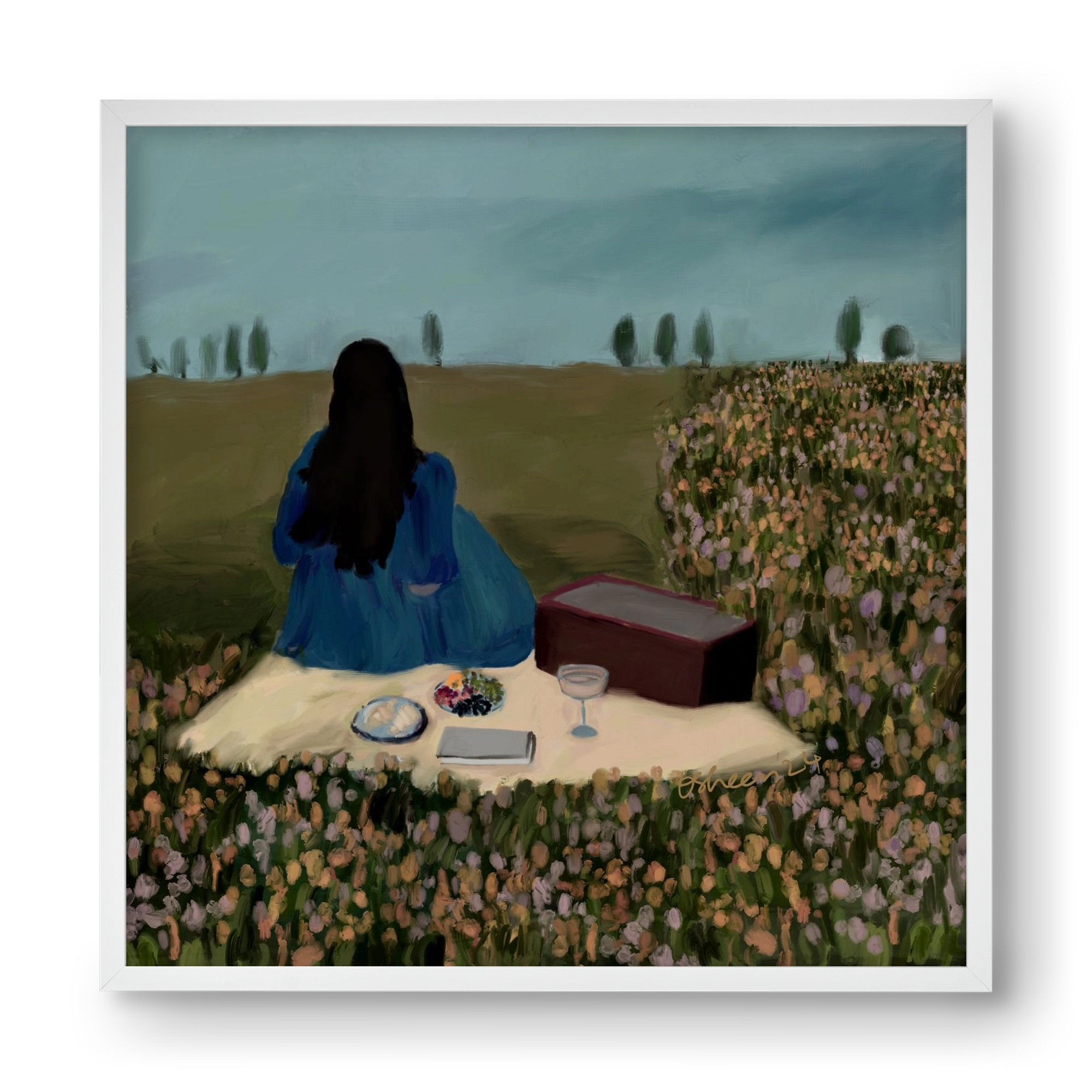  A SOLO PICNIC DATE, 40x40 cm (40x40 cm), Fehér keret