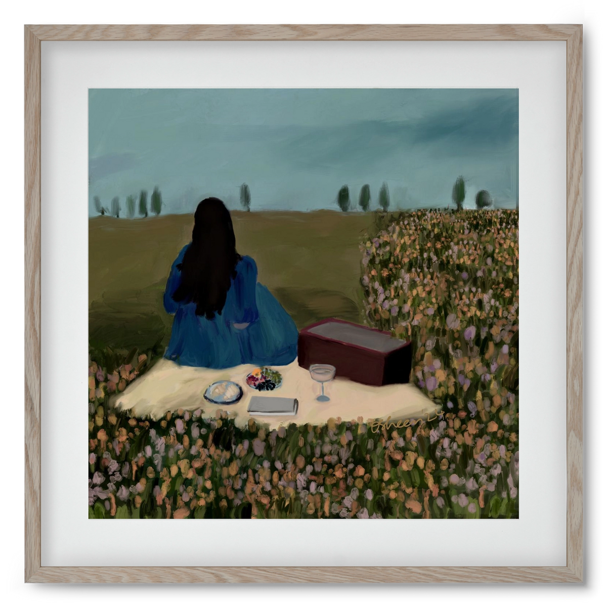  A SOLO PICNIC DATE, 50x50 cm (40x40 cm), Tölgy keret, paszpartuval