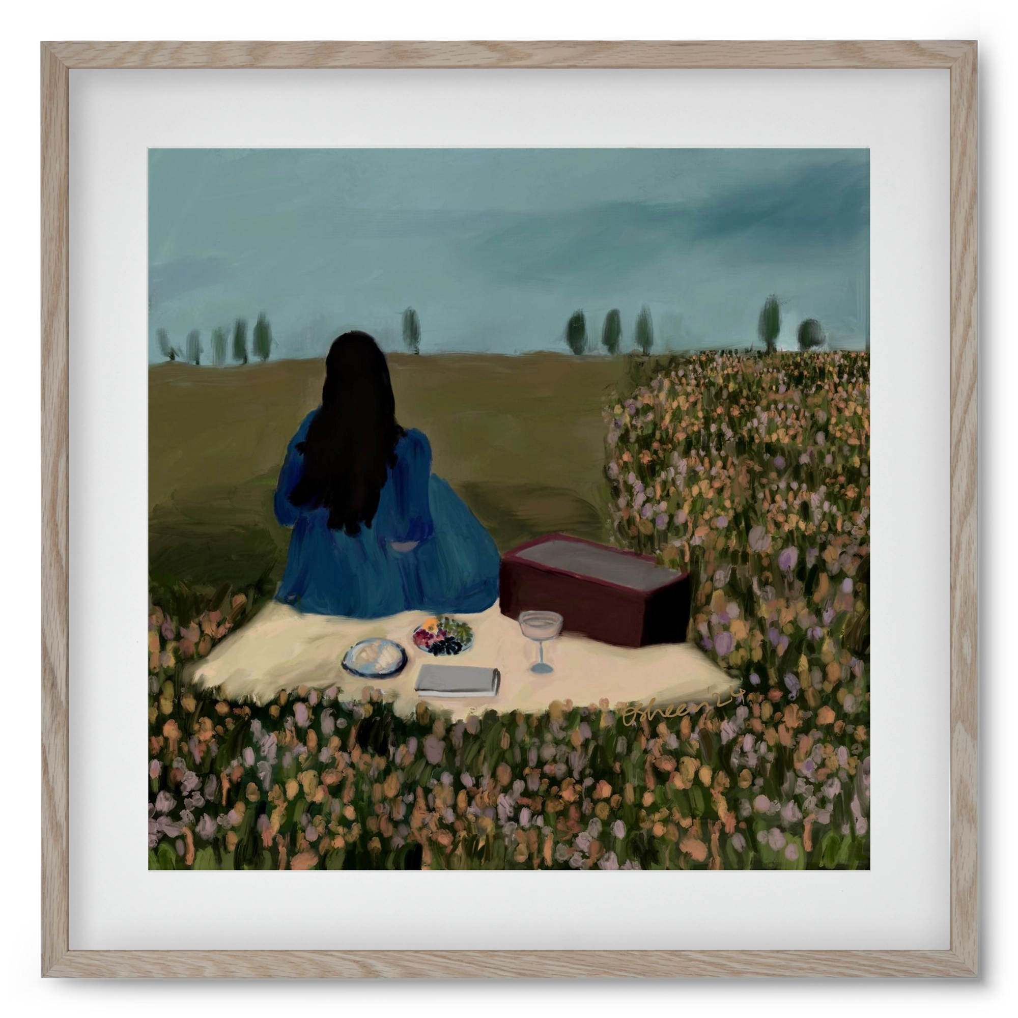  A SOLO PICNIC DATE, 50x50 cm (40x40 cm), Tölgy keret, paszpartuval
