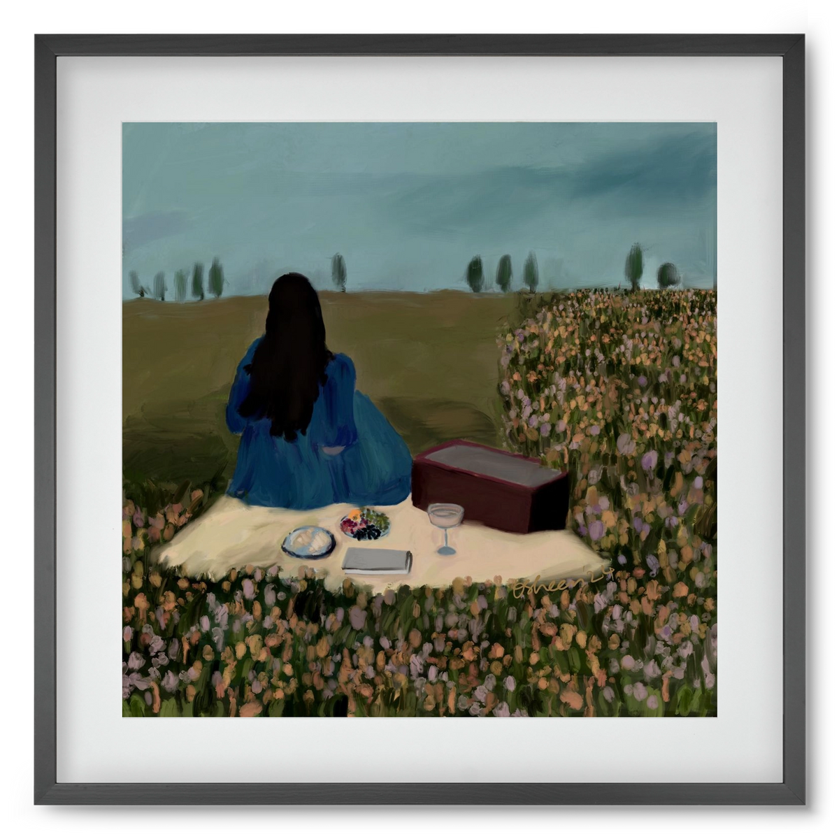  A SOLO PICNIC DATE, 50x50 cm (40x40 cm), Fekete keret, paszpartuval