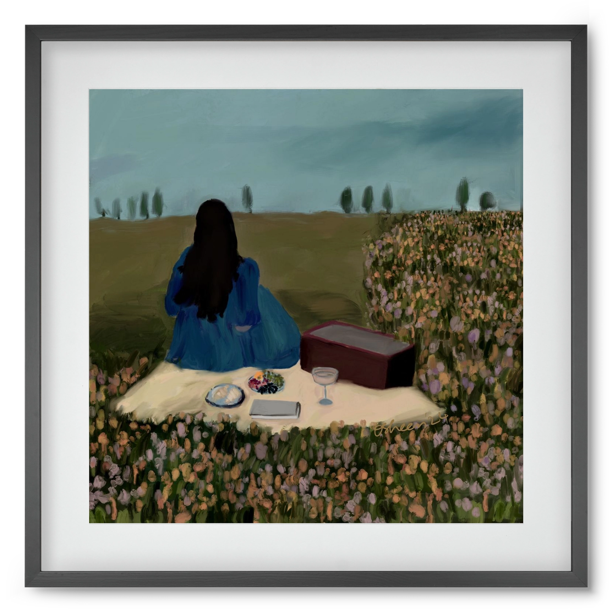  A SOLO PICNIC DATE, 50x50 cm (40x40 cm), Fekete keret, paszpartuval