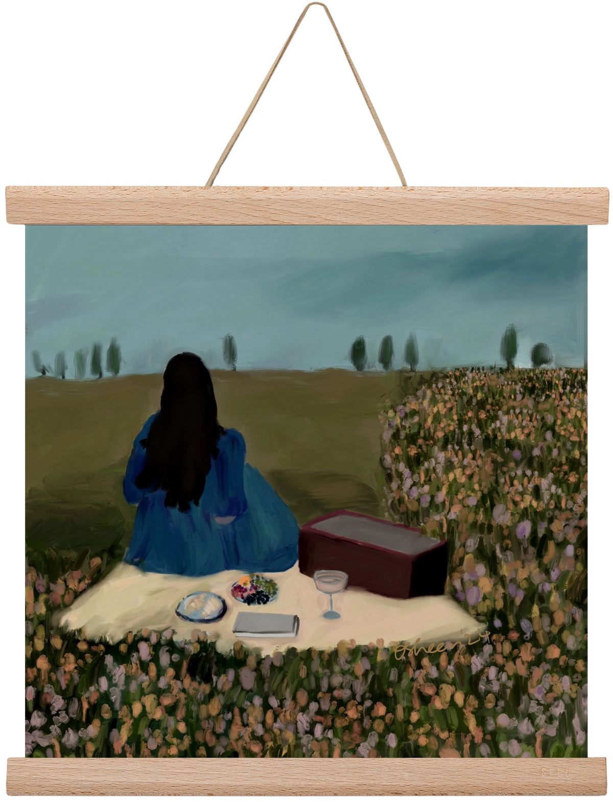  A SOLO PICNIC DATE, 30x30 cm (30x30 cm), Tölgy akasztó