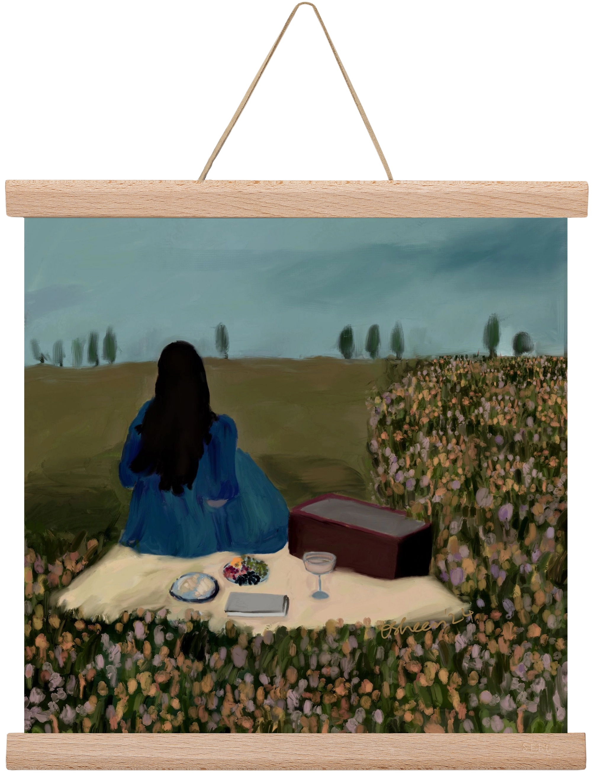  A SOLO PICNIC DATE, 30x30 cm (30x30 cm), Tölgy akasztó