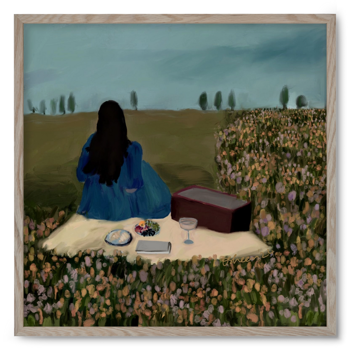 A SOLO PICNIC DATE, 50x50 cm (50x50 cm), Tölgy keret