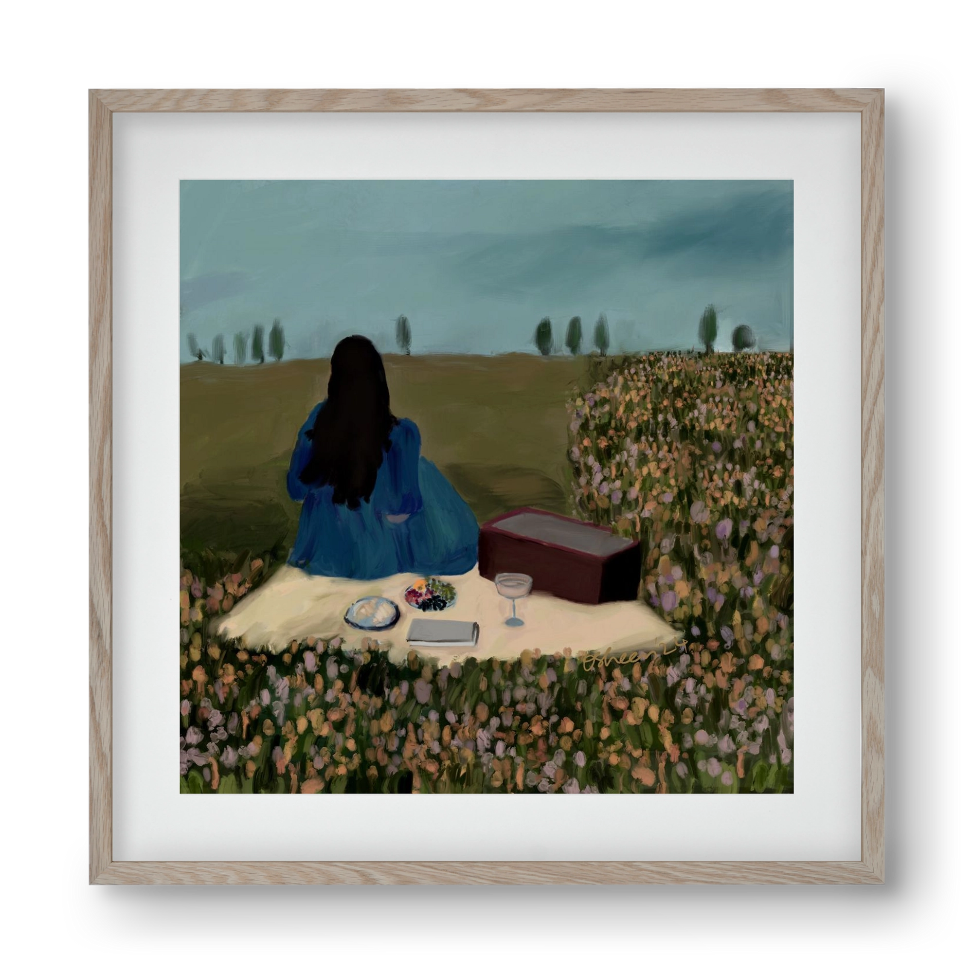  A SOLO PICNIC DATE, 40x40 cm (30x30 cm), Tölgy keret, paszpartuval