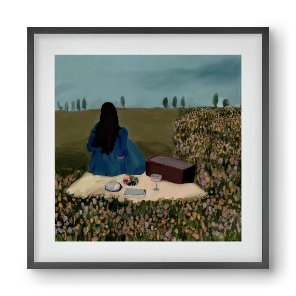  A SOLO PICNIC DATE, 40x40 cm (30x30 cm), Fekete keret, paszpartuval