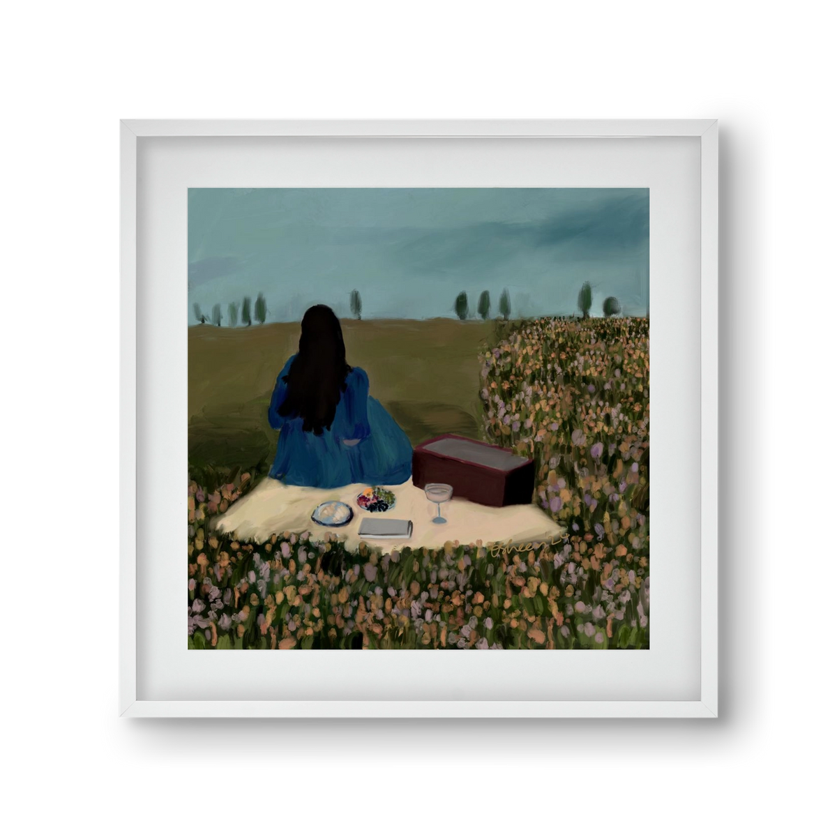  A SOLO PICNIC DATE, 30x30 cm (20x20 cm), Fehér keret, paszpartuval