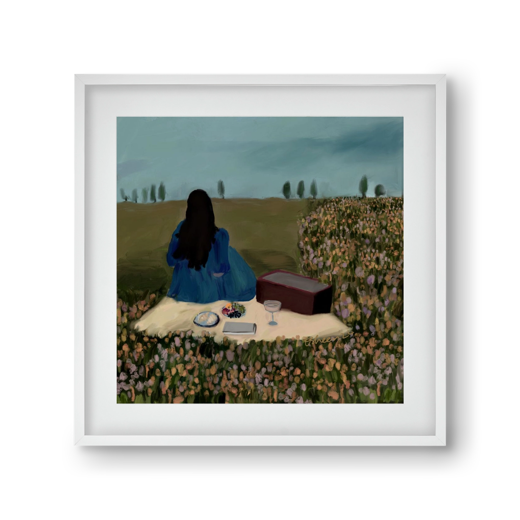  A SOLO PICNIC DATE, 30x30 cm (20x20 cm), Fehér keret, paszpartuval