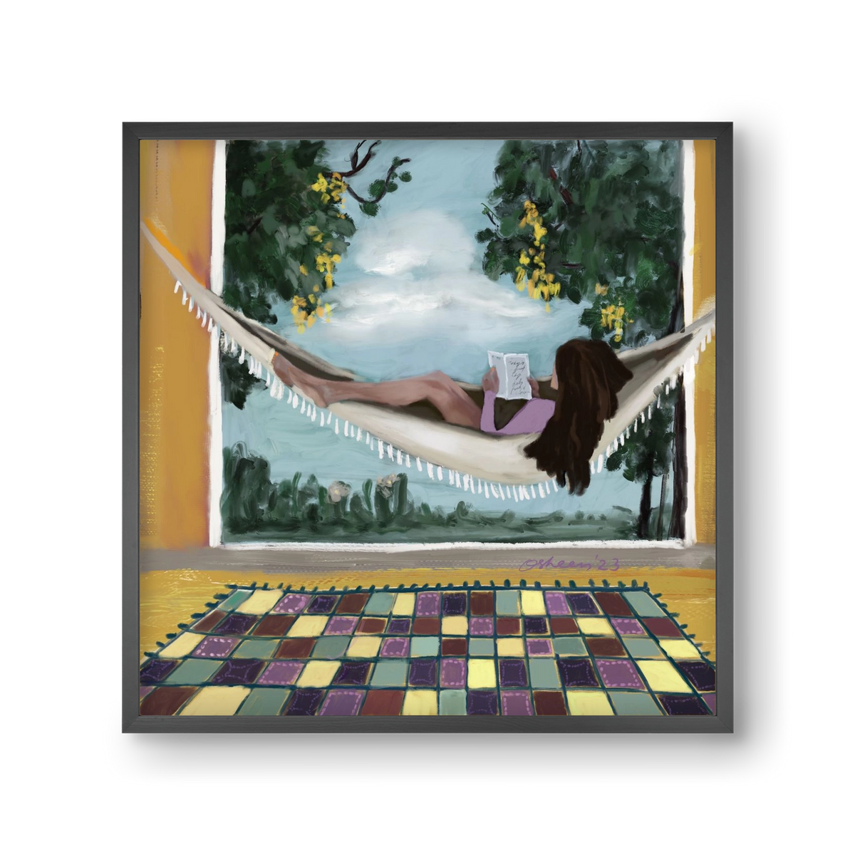 HAMMOCK HAVEN, 30x30 cm (30x30 cm), Fekete keret