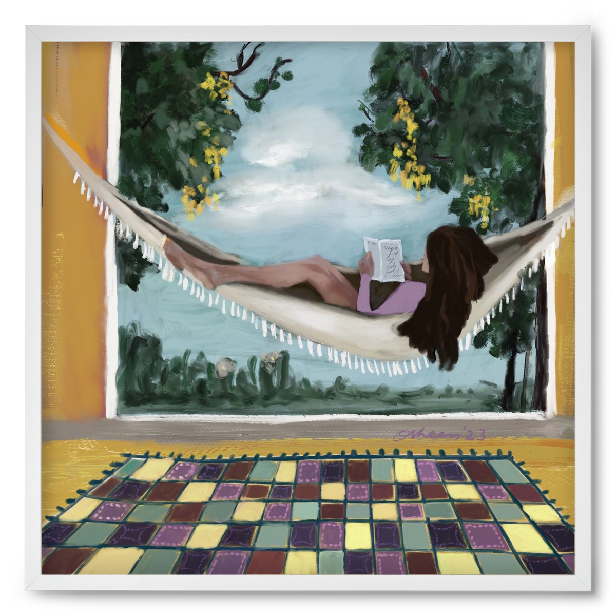 HAMMOCK HAVEN, 50x50 cm (50x50 cm), Fehér keret