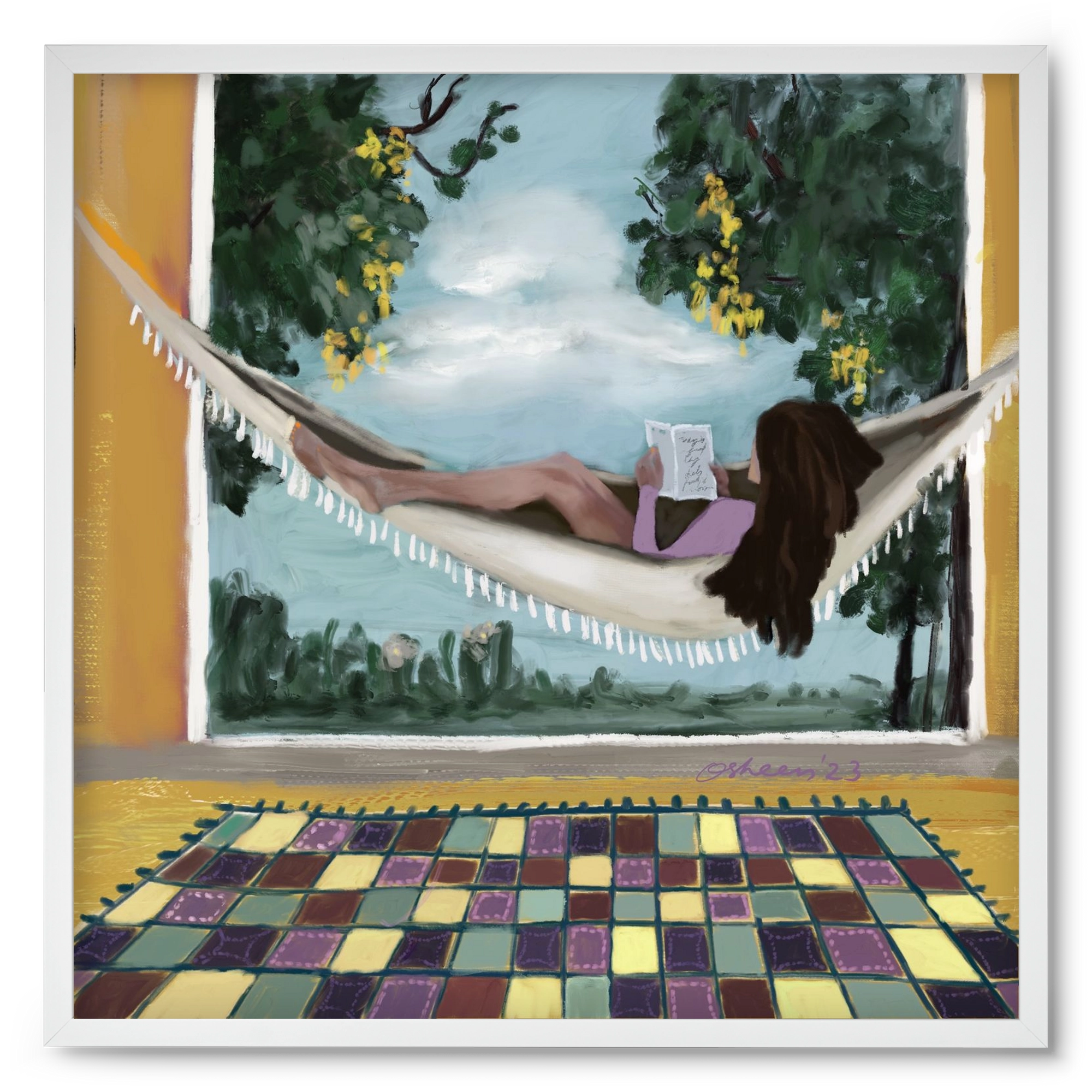 HAMMOCK HAVEN, 50x50 cm (50x50 cm), Fehér keret