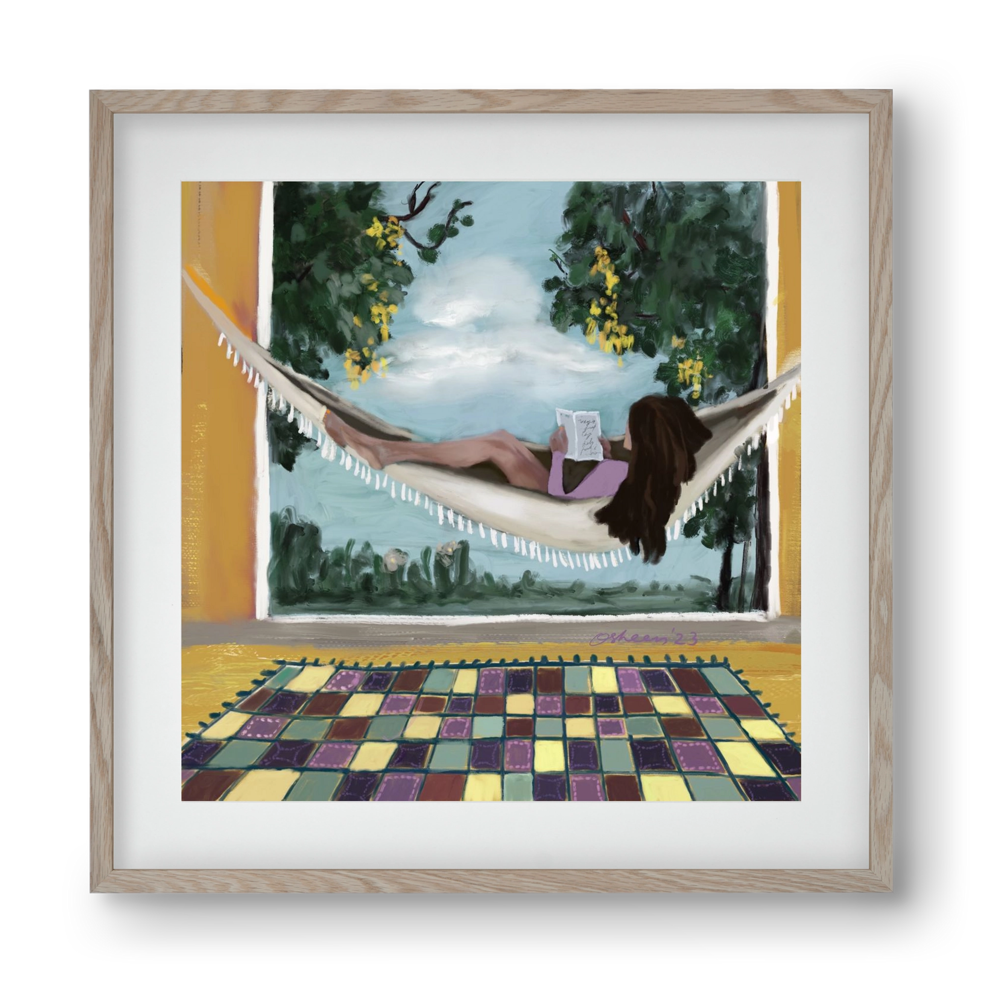 HAMMOCK HAVEN, 40x40 cm (30x30 cm), Tölgy keret, paszpartuval
