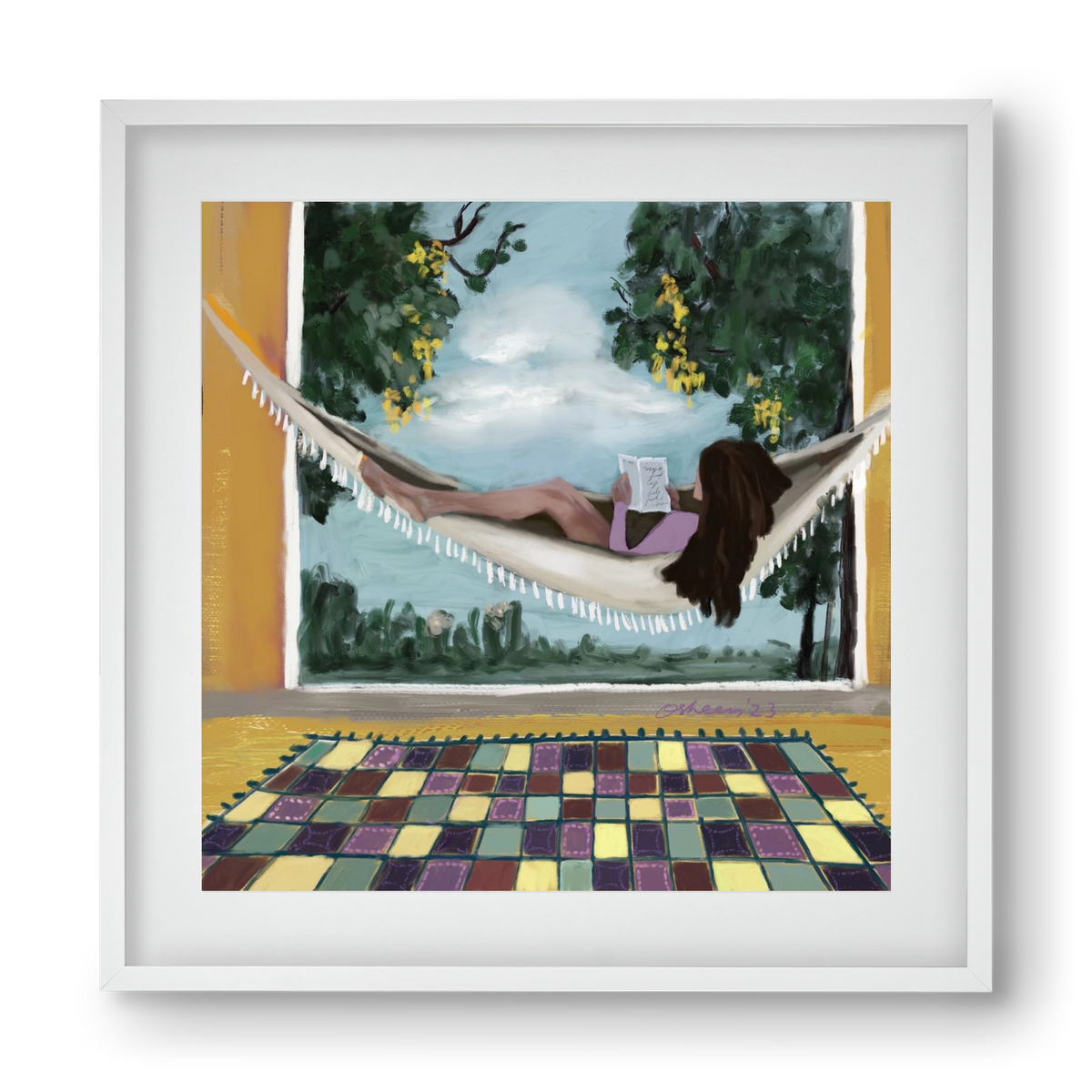 HAMMOCK HAVEN, 40x40 cm (30x30 cm), Fehér keret, paszpartuval