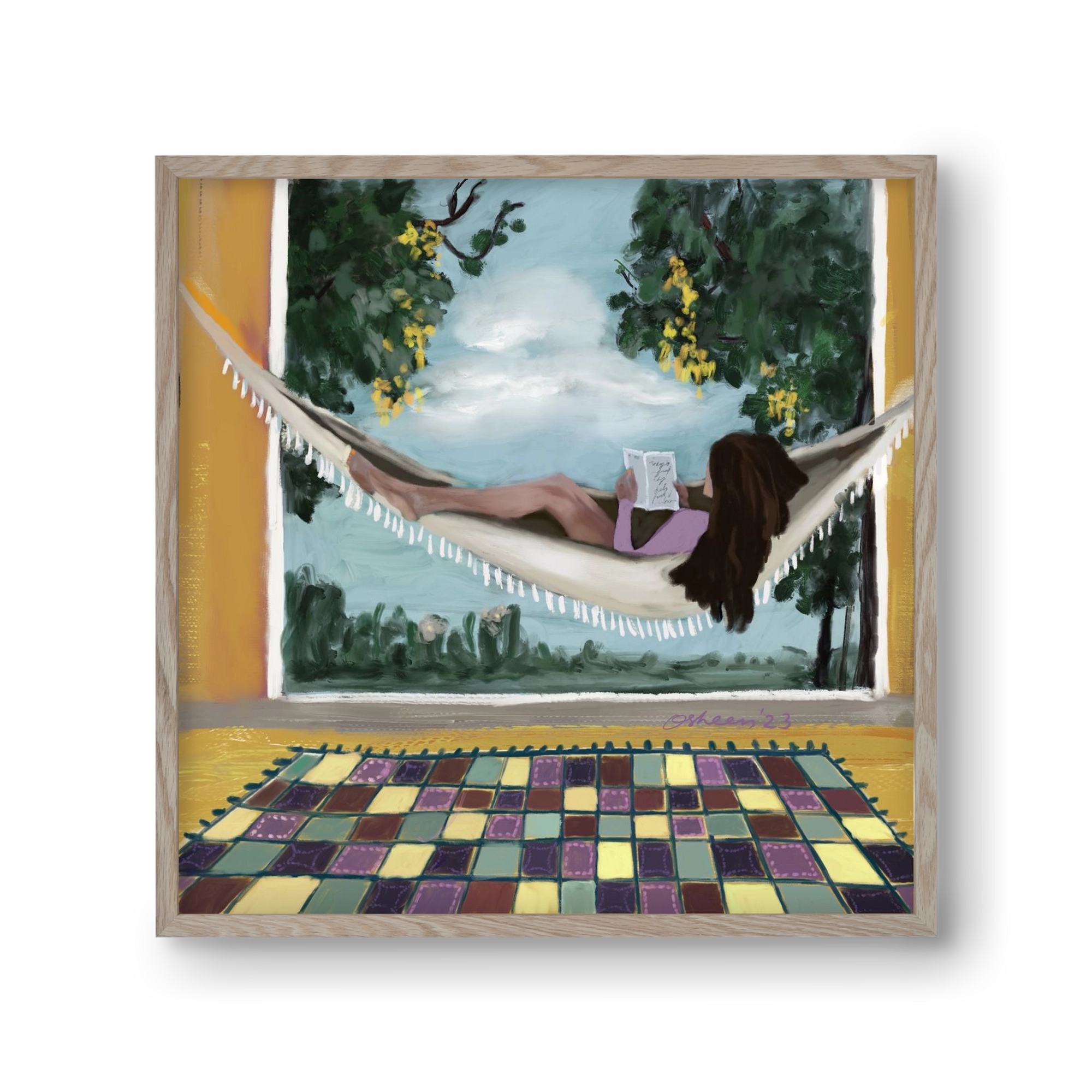 HAMMOCK HAVEN, 30x30 cm (30x30 cm), Tölgy keret