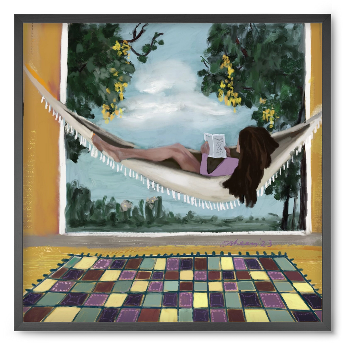 HAMMOCK HAVEN, 50x50 cm (50x50 cm), Fekete keret