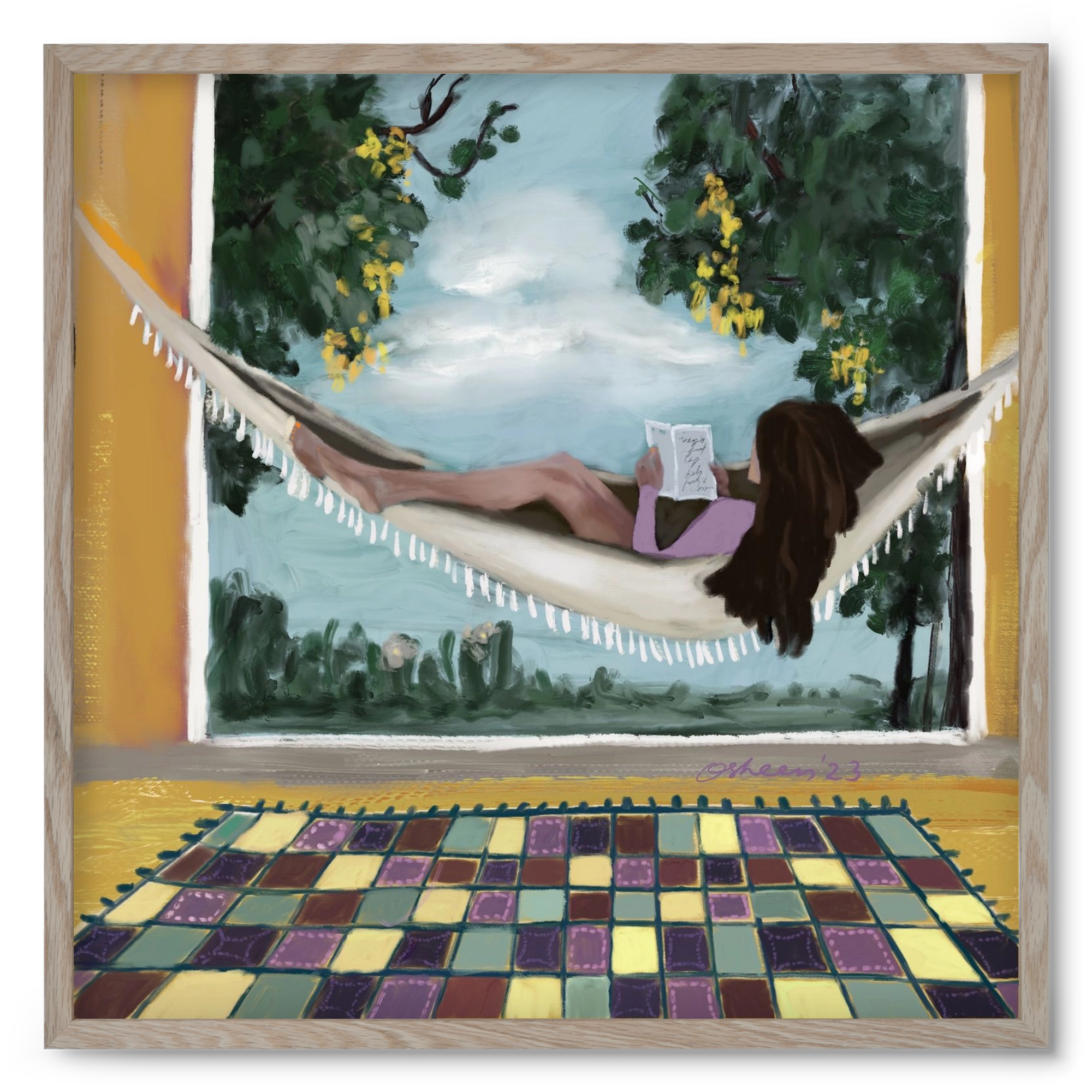 HAMMOCK HAVEN, 50x50 cm (50x50 cm), Tölgy keret