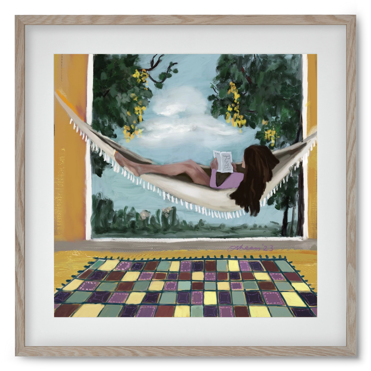 HAMMOCK HAVEN, 50x50 cm (40x40 cm), Tölgy keret, paszpartuval