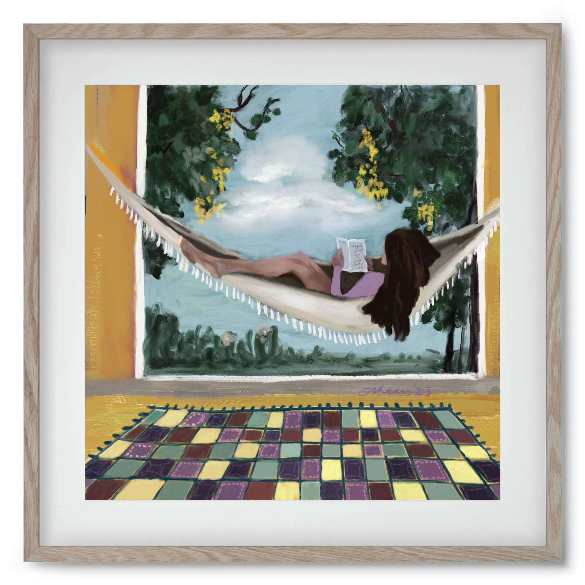 HAMMOCK HAVEN, 50x50 cm (40x40 cm), Tölgy keret, paszpartuval