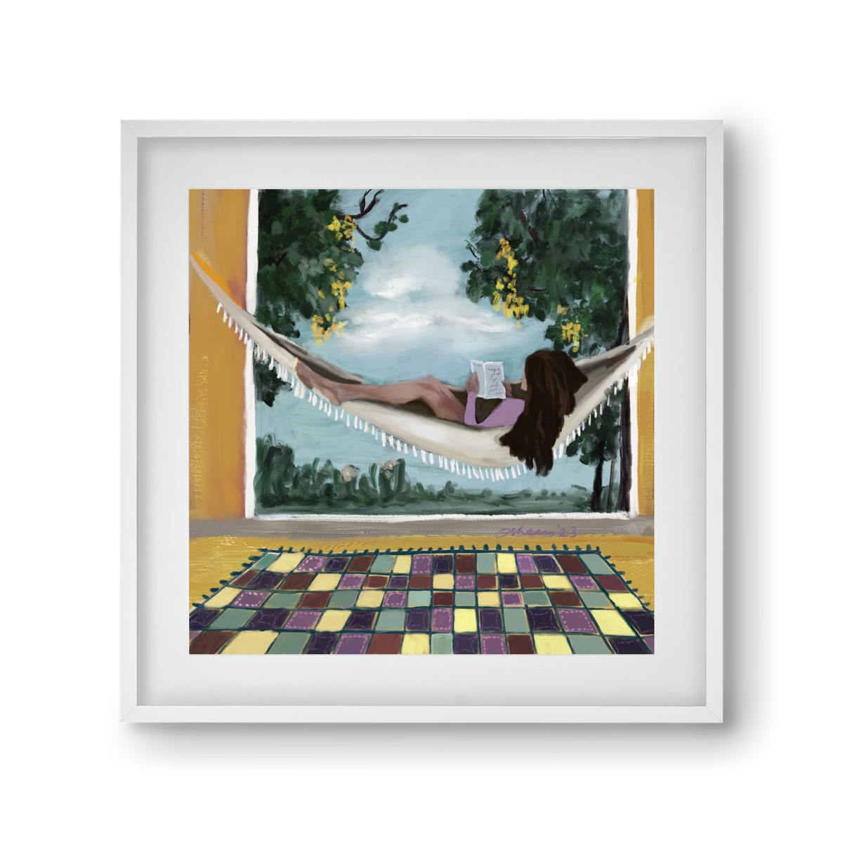 HAMMOCK HAVEN, 30x30 cm (20x20 cm), Fehér keret, paszpartuval