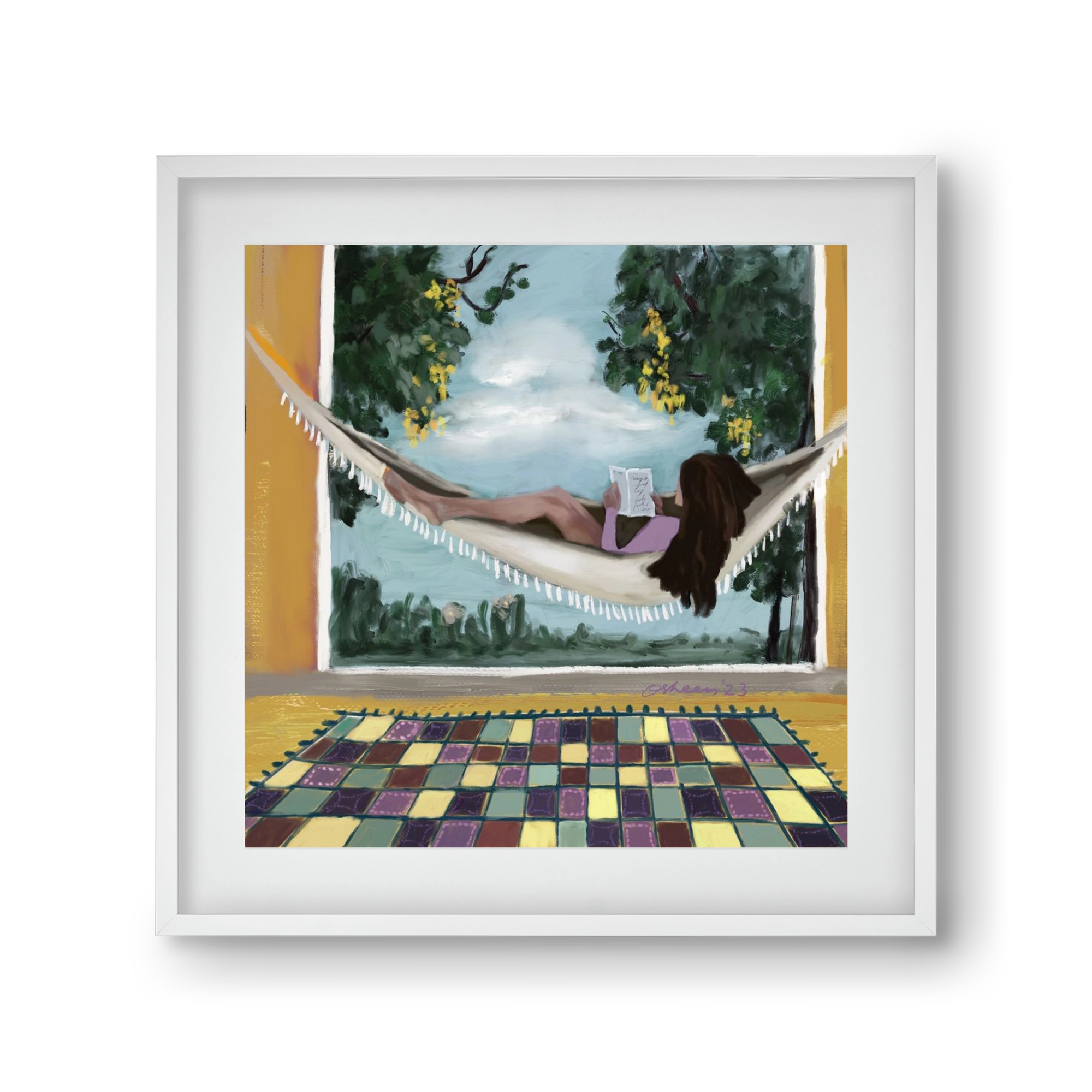 HAMMOCK HAVEN, 30x30 cm (20x20 cm), Fehér keret, paszpartuval