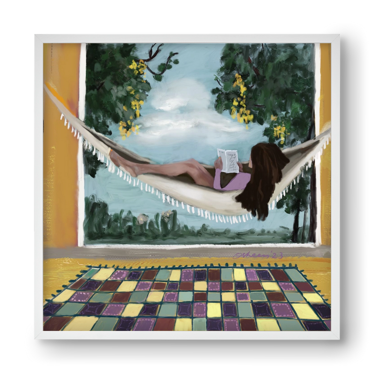 HAMMOCK HAVEN, 40x40 cm (40x40 cm), Fehér keret