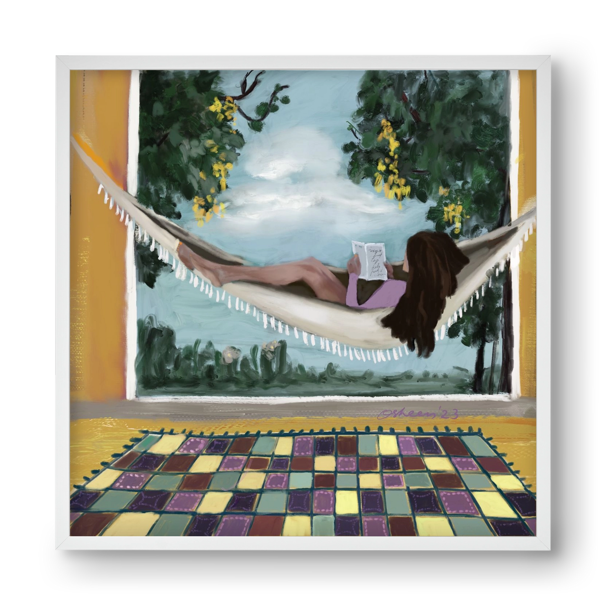 HAMMOCK HAVEN, 40x40 cm (40x40 cm), Fehér keret