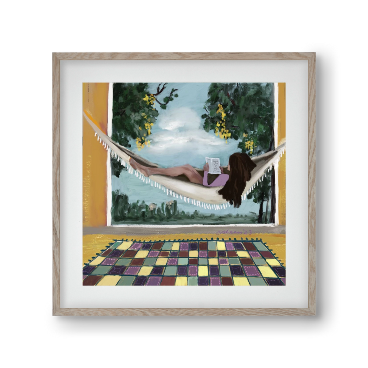 HAMMOCK HAVEN, 30x30 cm (20x20 cm), Tölgy keret, paszpartuval