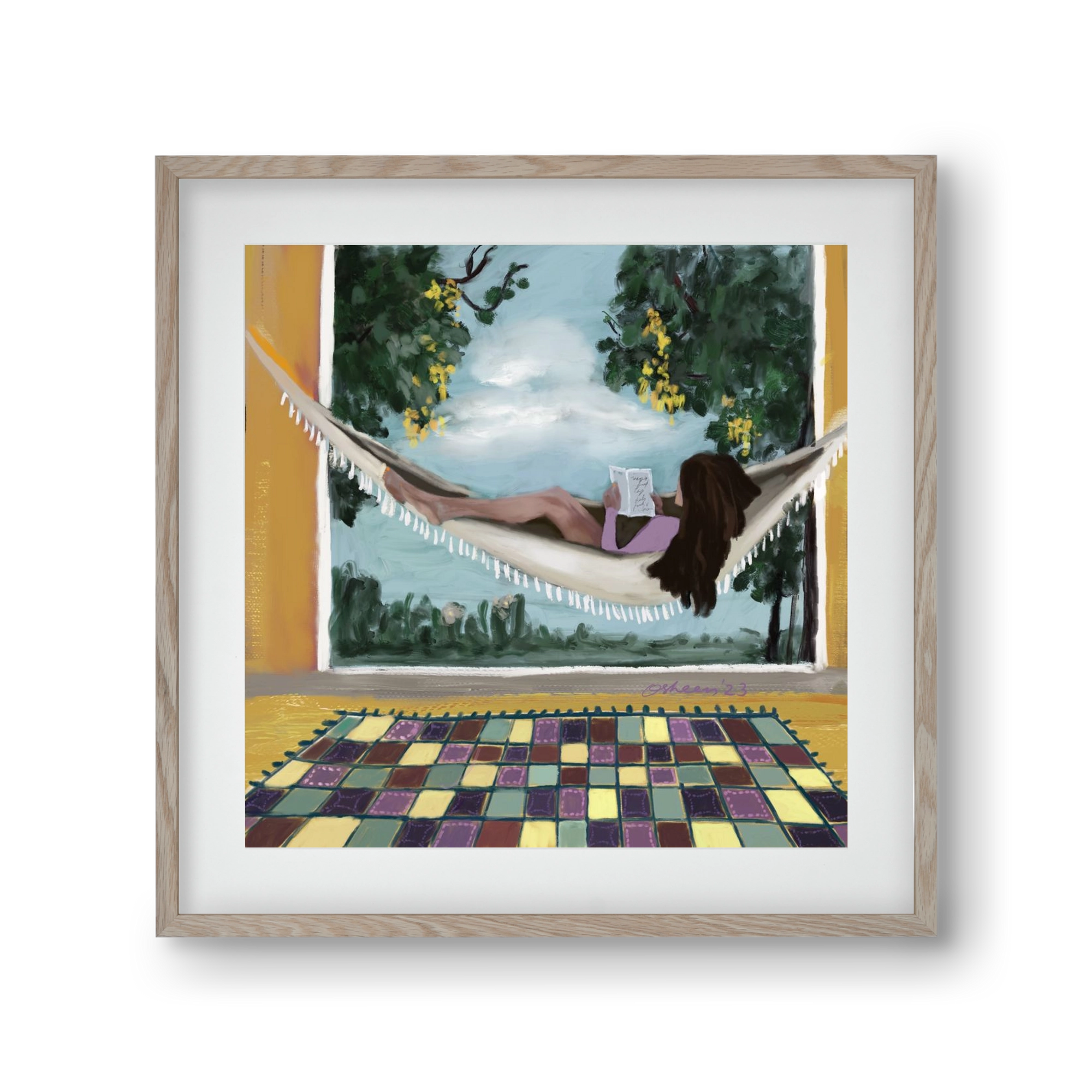 HAMMOCK HAVEN, 30x30 cm (20x20 cm), Tölgy keret, paszpartuval