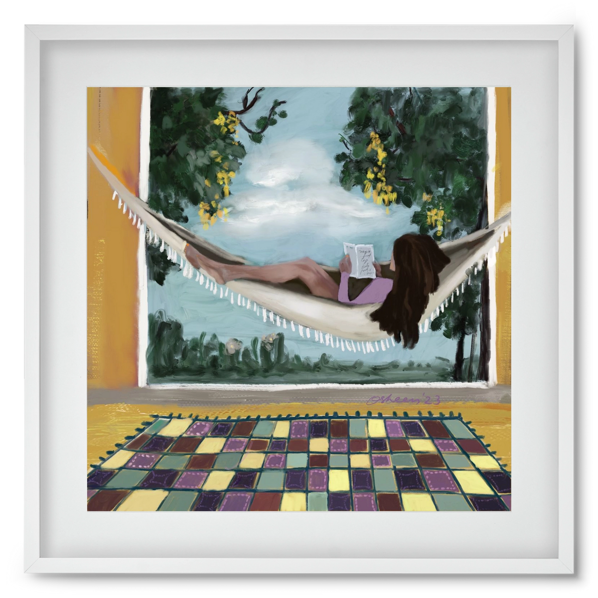 HAMMOCK HAVEN, 50x50 cm (40x40 cm), Fehér keret, paszpartuval