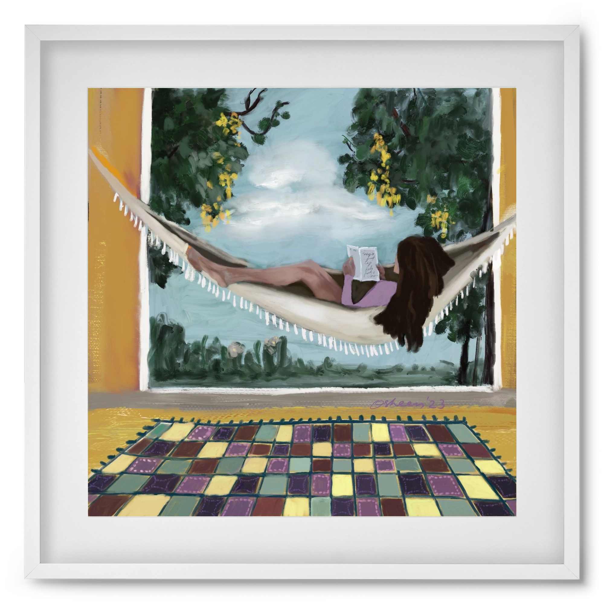 HAMMOCK HAVEN, 50x50 cm (40x40 cm), Fehér keret, paszpartuval
