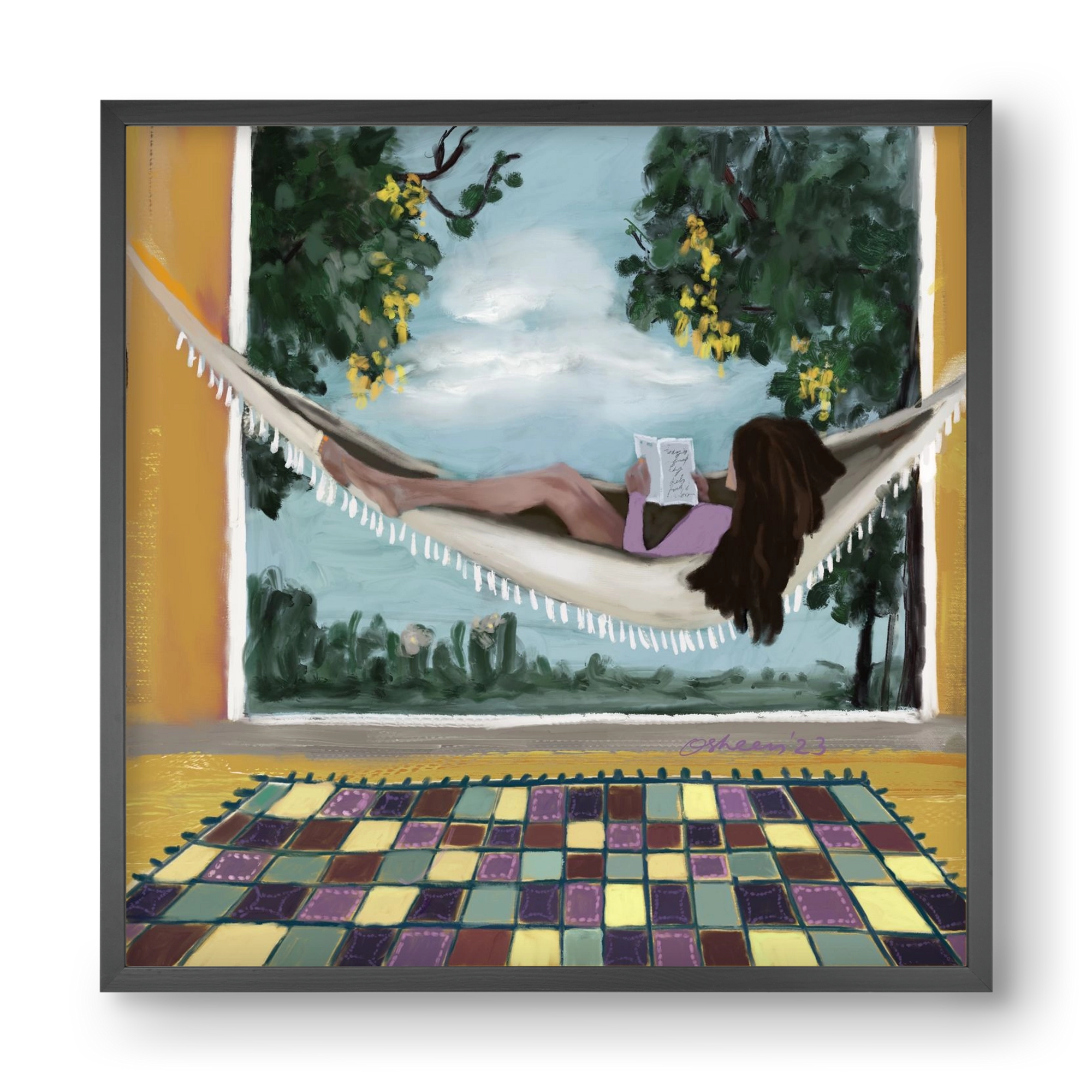 HAMMOCK HAVEN, 40x40 cm (40x40 cm), Fekete keret