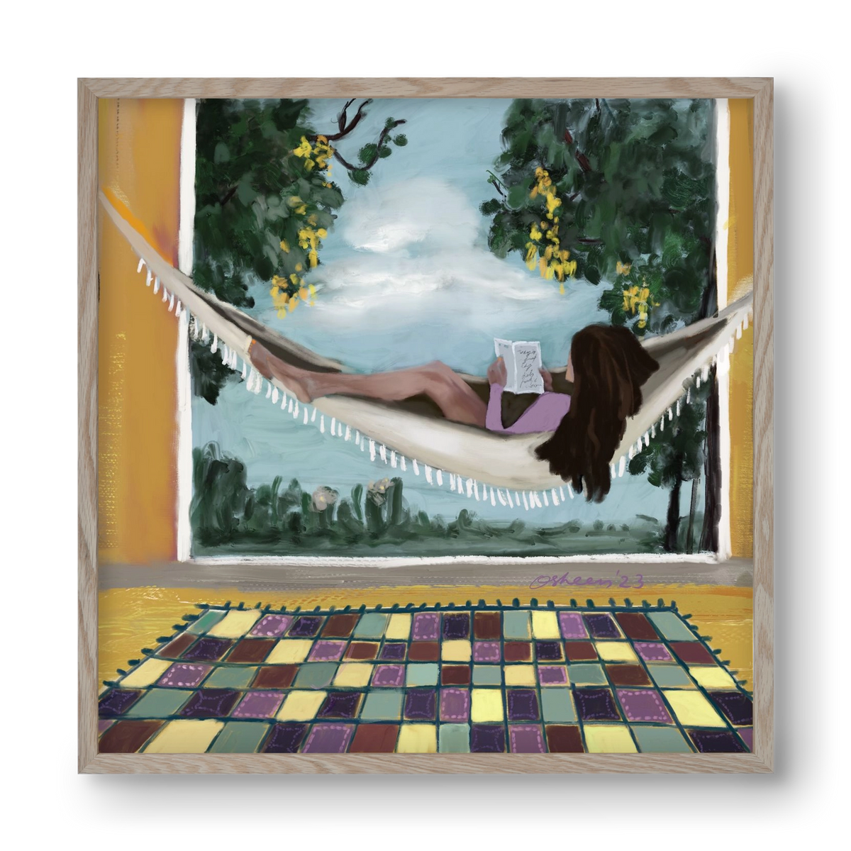 HAMMOCK HAVEN, 40x40 cm (40x40 cm), Tölgy keret