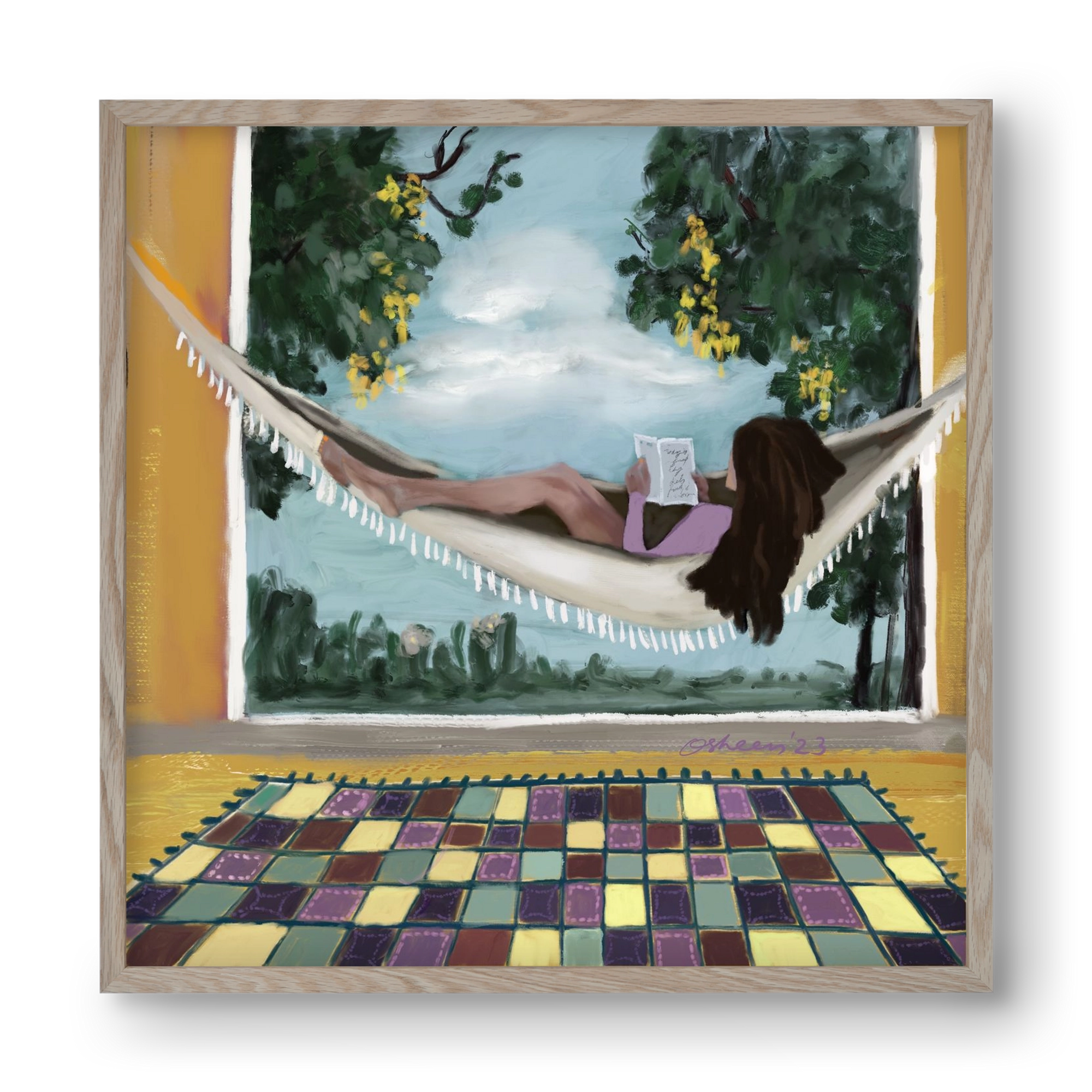 HAMMOCK HAVEN, 40x40 cm (40x40 cm), Tölgy keret
