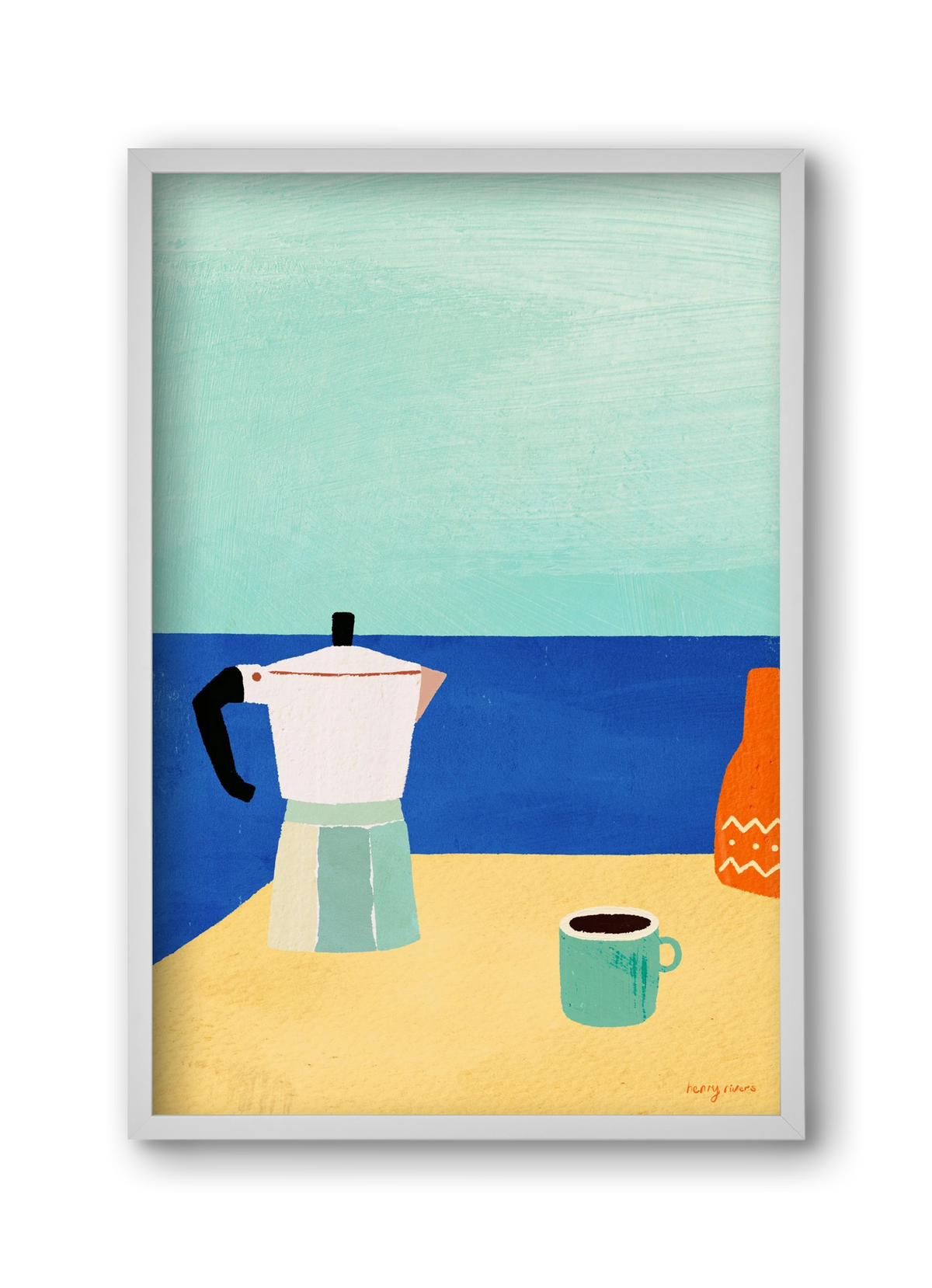 Coffee with a view, 30x45 cm (30x45 cm), Fehér keret