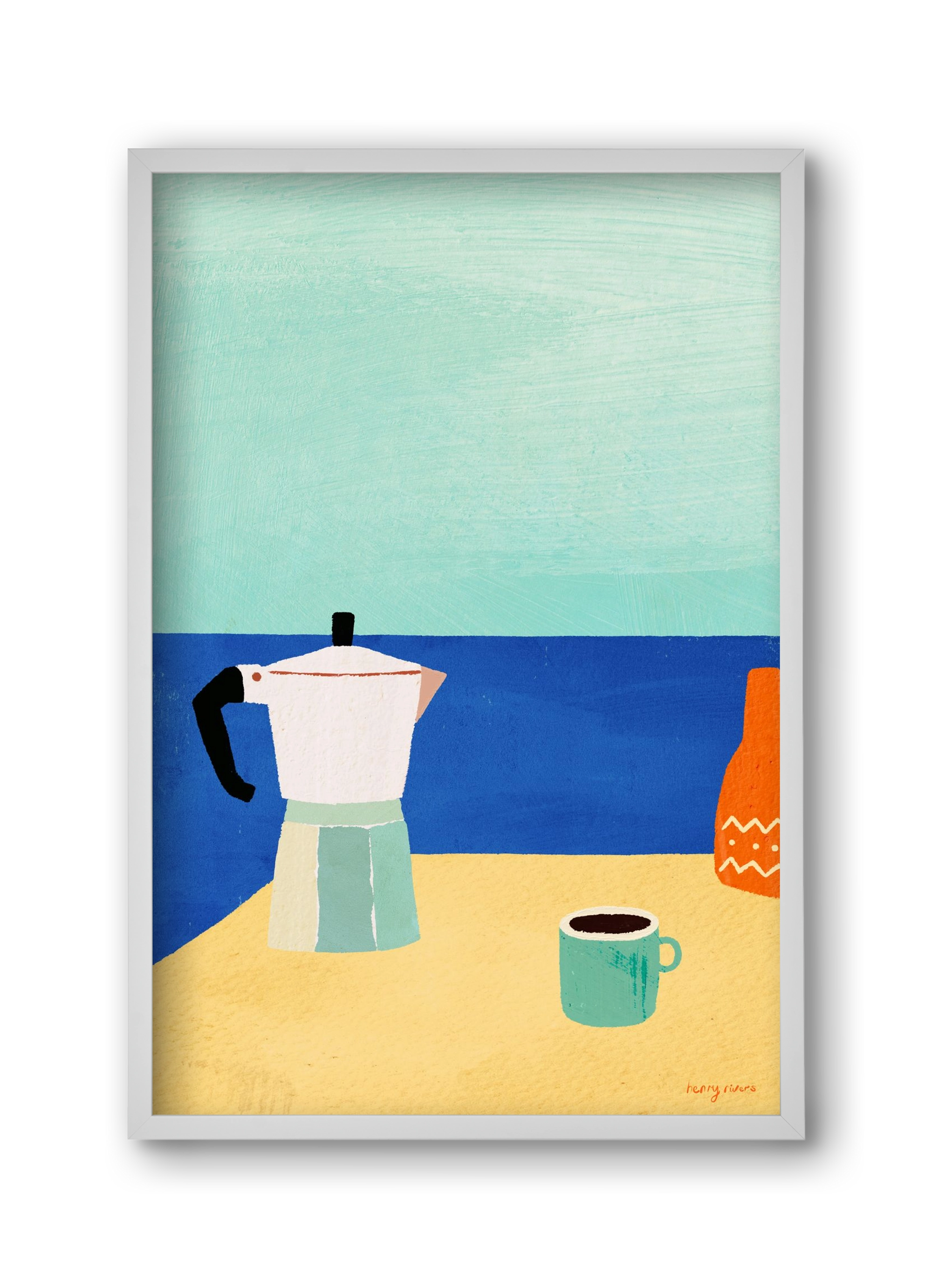 Coffee with a view, 30x45 cm (30x45 cm), Fehér keret