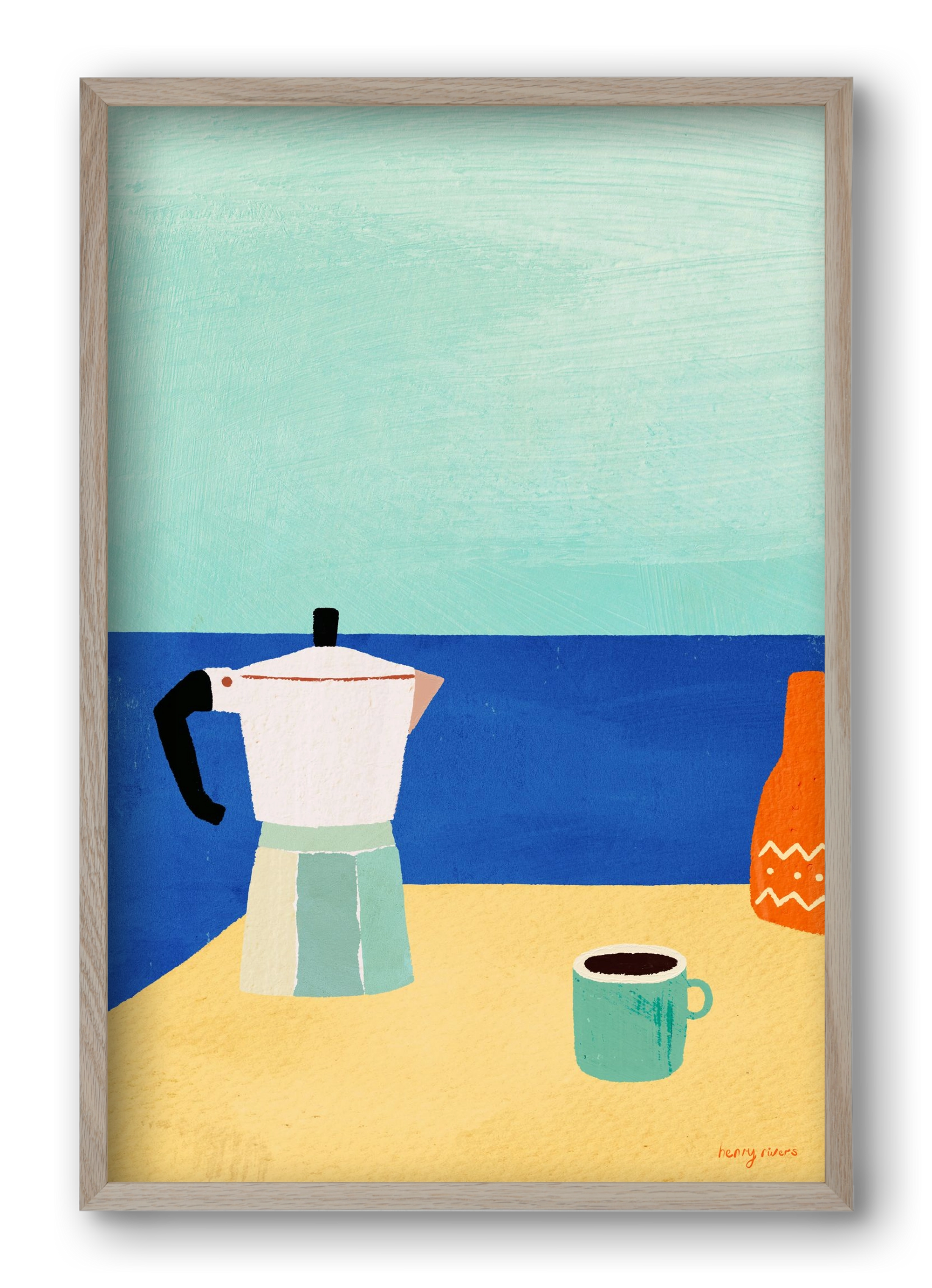 Coffee with a view, 40x60 cm (40x60 cm), Tölgy keret