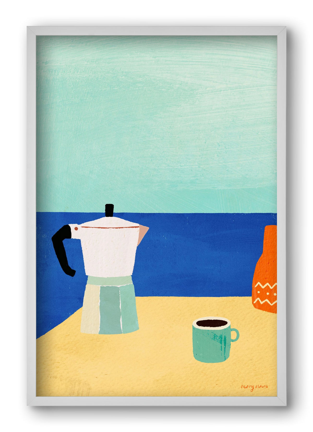 Coffee with a view, 40x60 cm (40x60 cm), Fehér keret