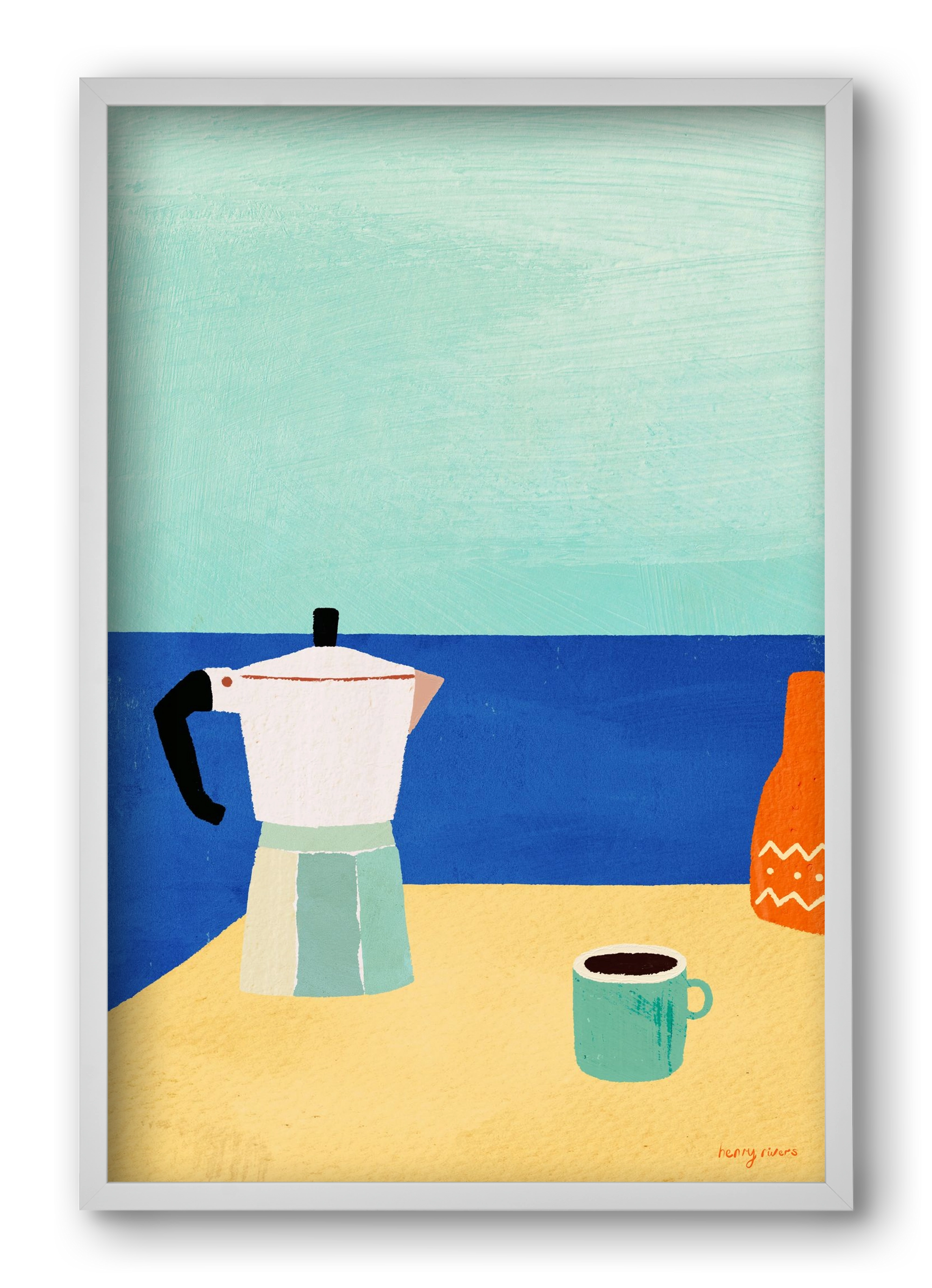 Coffee with a view, 40x60 cm (40x60 cm), Fehér keret