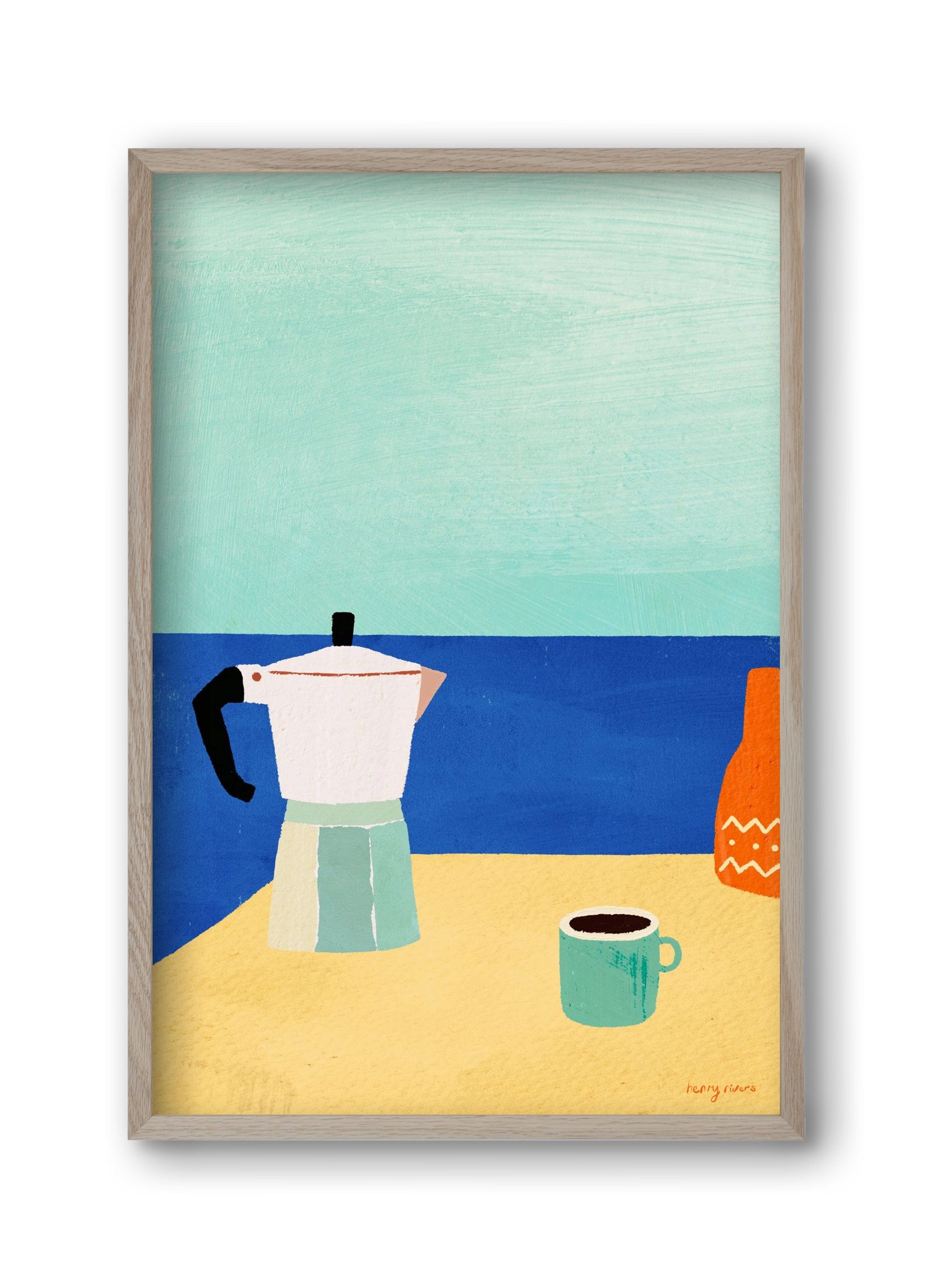 Coffee with a view, 30x45 cm (30x45 cm), Tölgy keret
