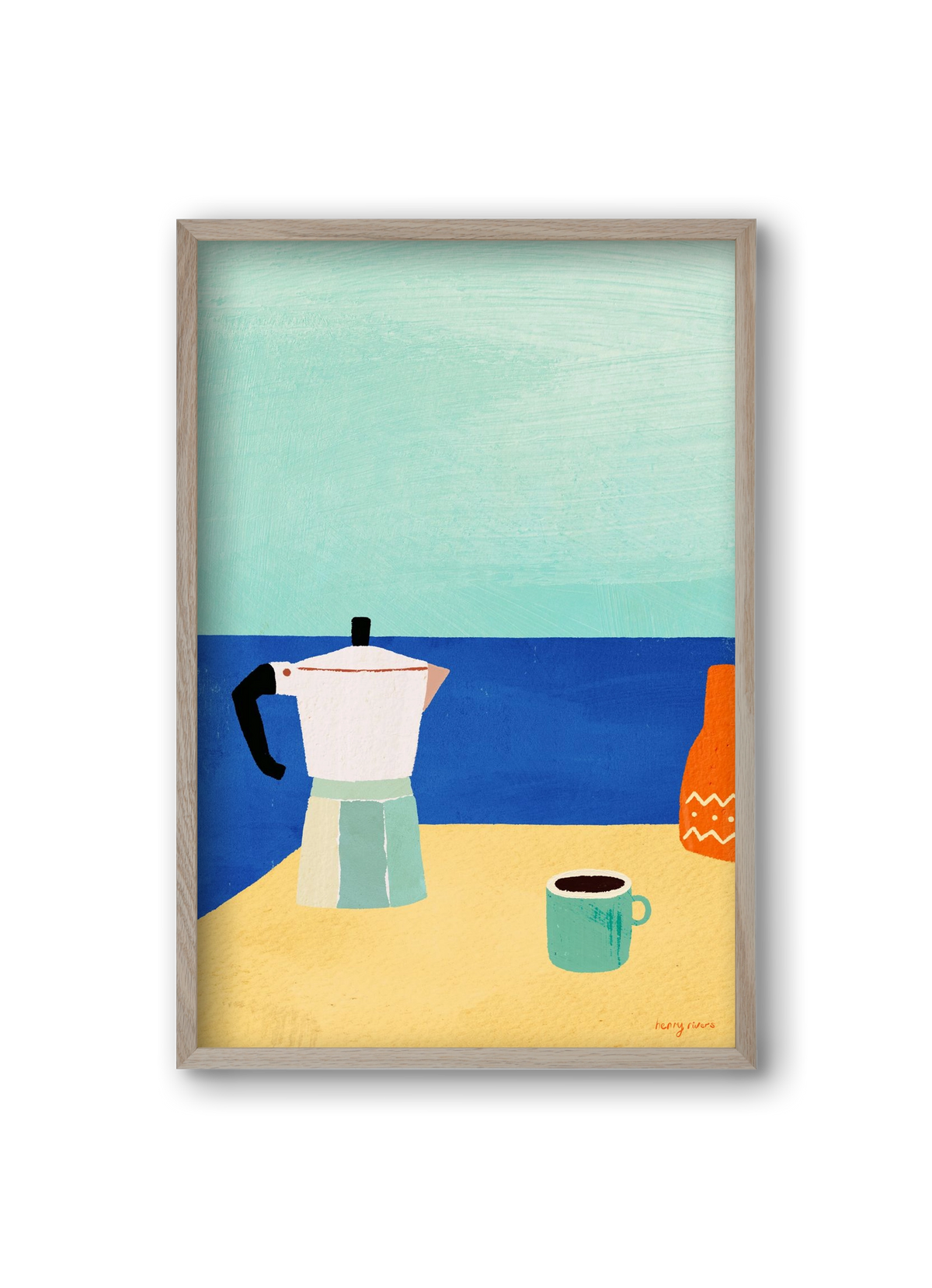 Coffee with a view, 20x30 cm (20x30 cm), Tölgy keret