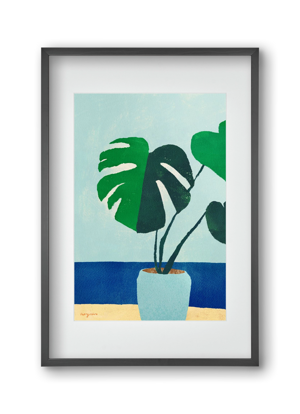 Monstera blues, 30x45 cm (20x30 cm), Fekete keret, paszpartuval