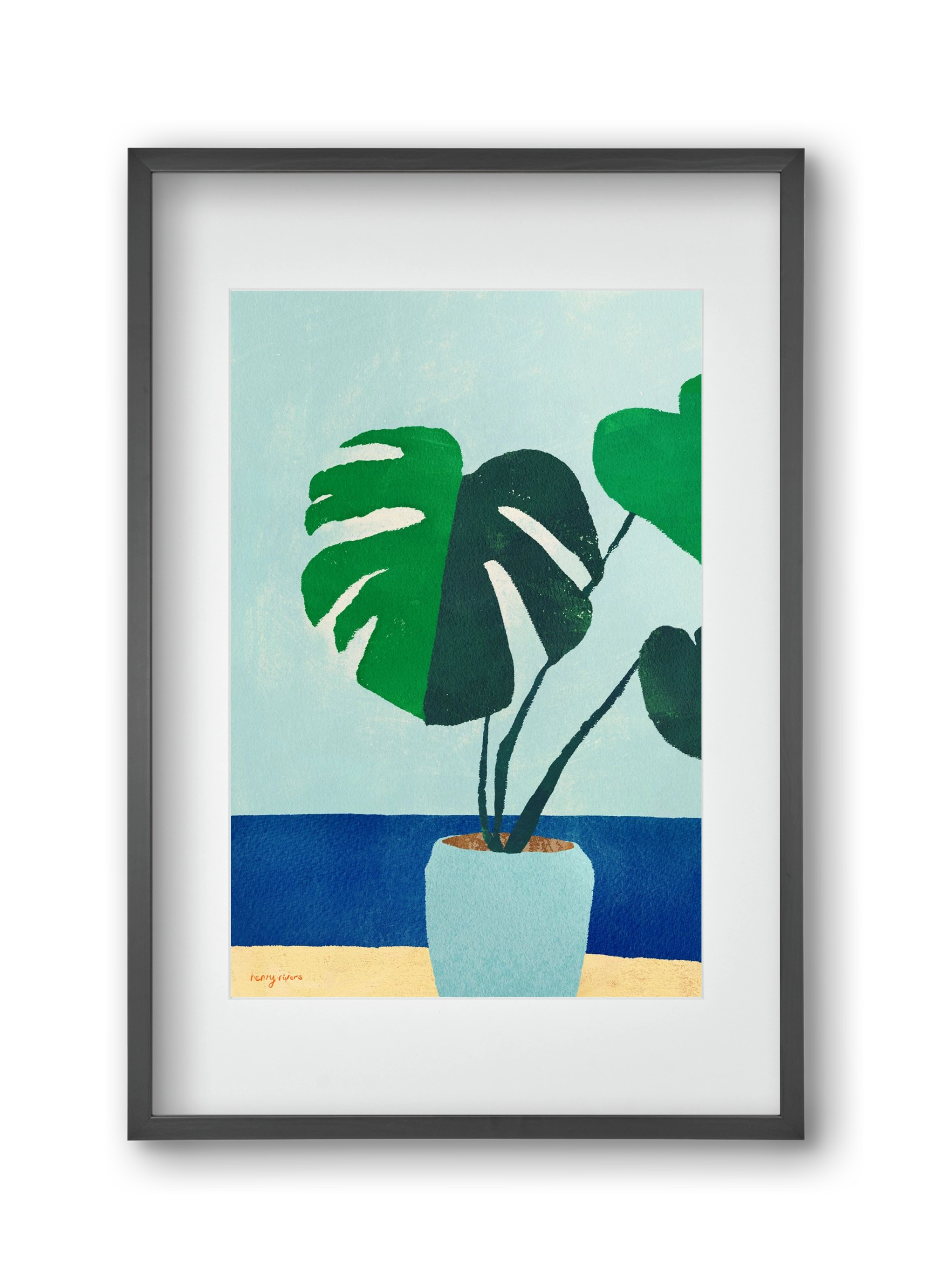 Monstera blues, 30x45 cm (20x30 cm), Fekete keret, paszpartuval