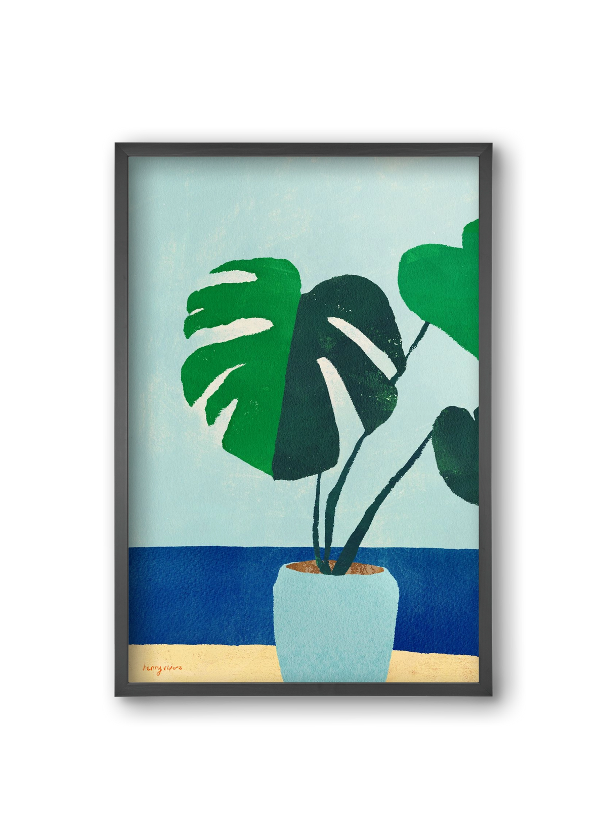 Monstera blues, 20x30 cm (20x30 cm), Fekete keret
