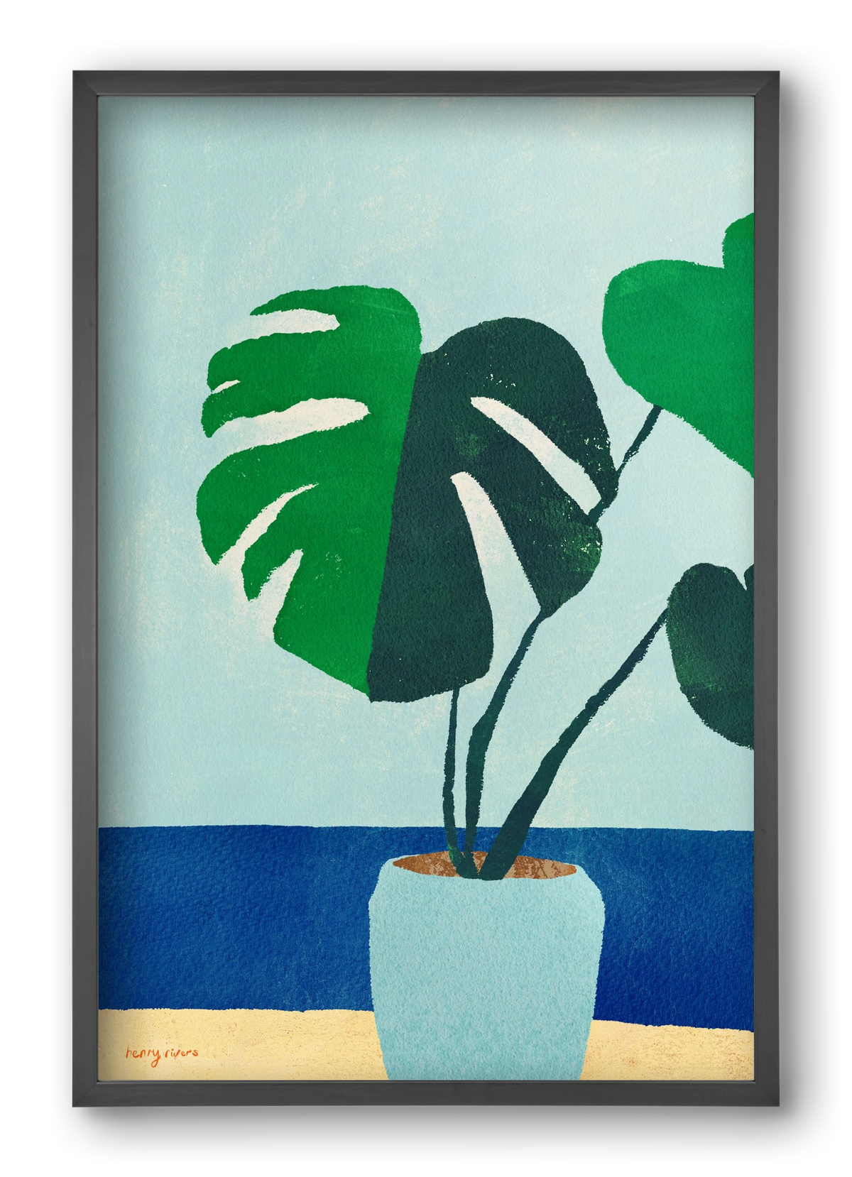 Monstera blues, 40x60 cm (40x60 cm), Fekete keret