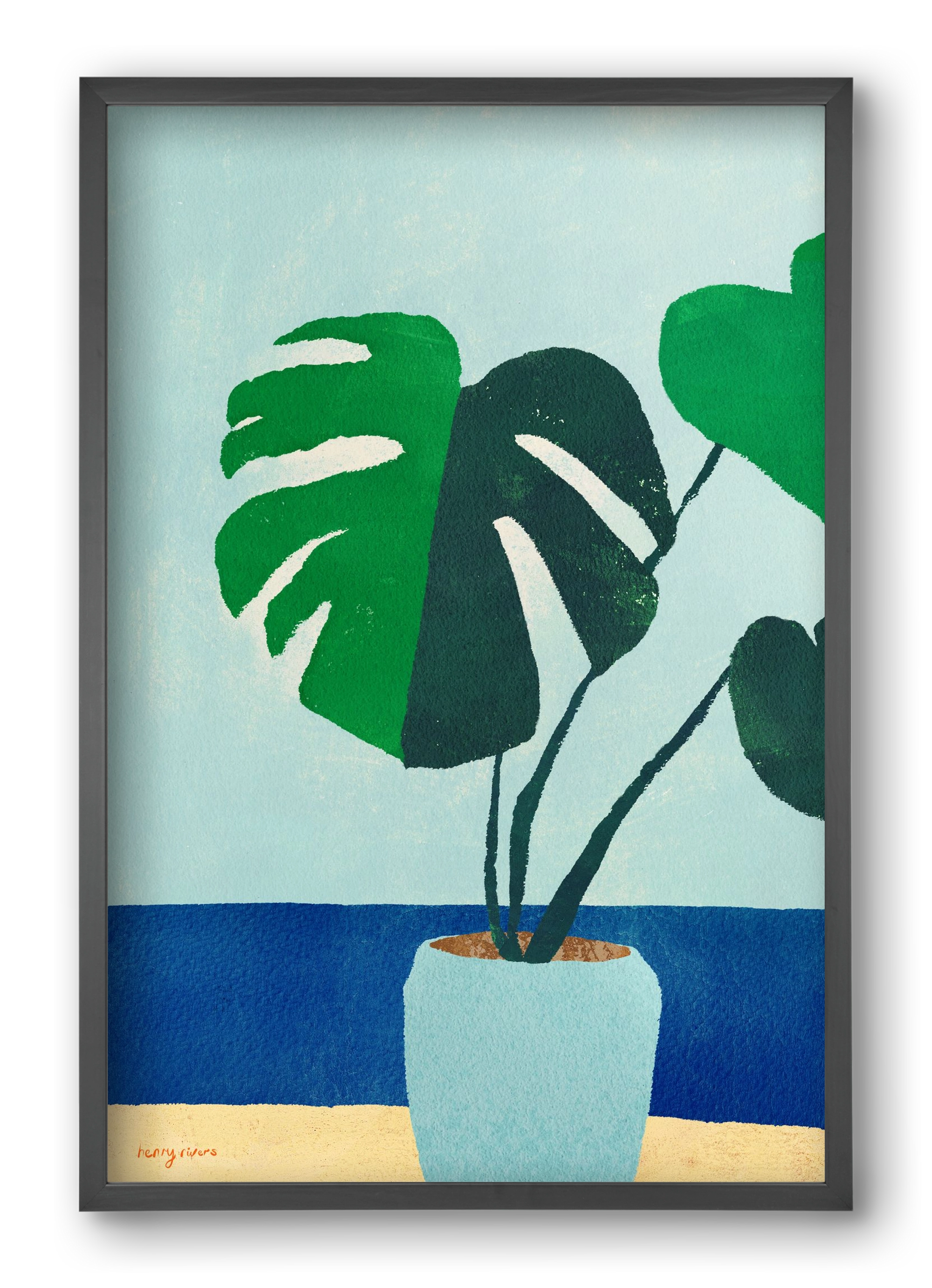 Monstera blues, 40x60 cm (40x60 cm), Fekete keret