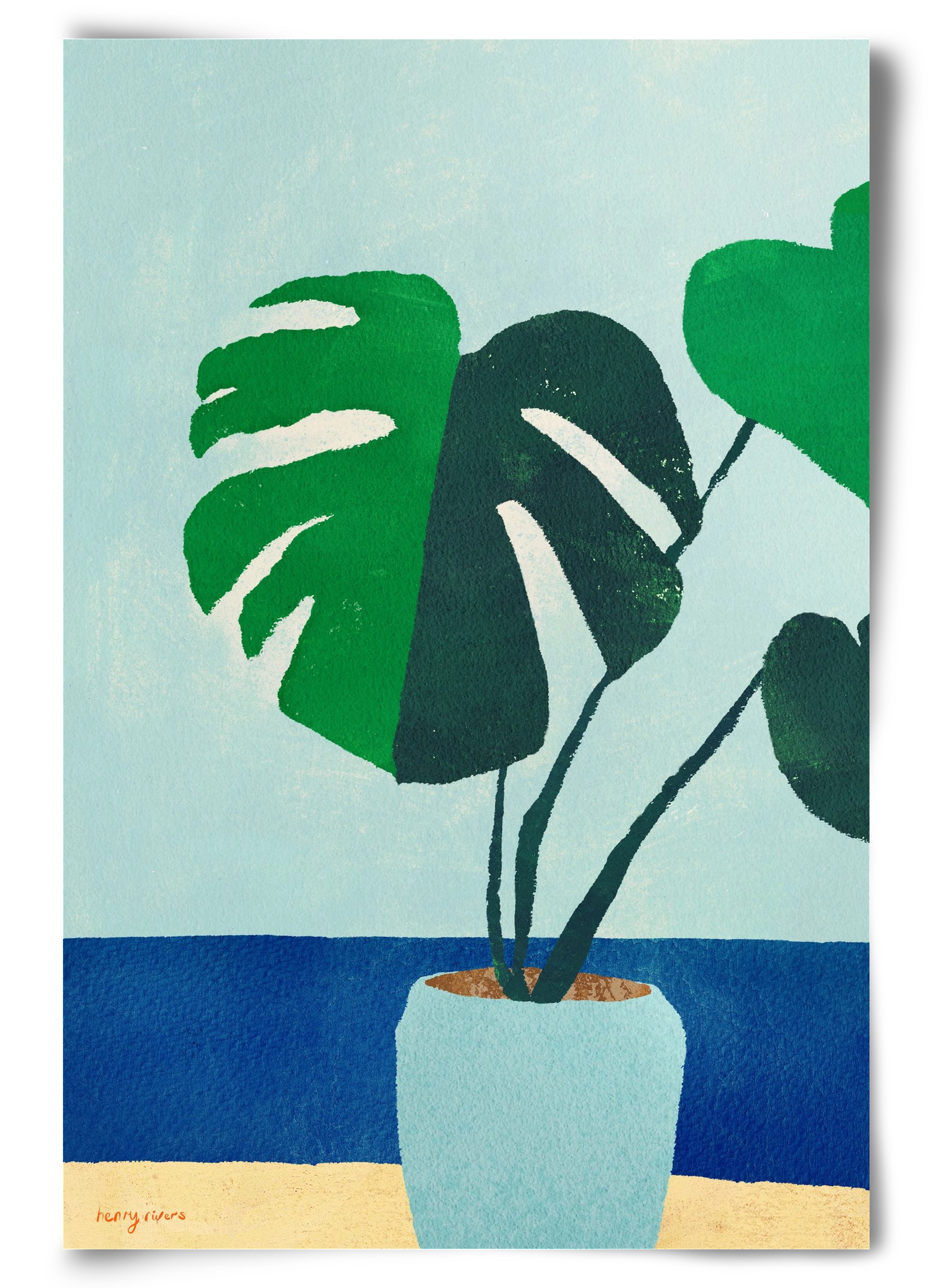 Monstera blues, 60x90 cm, Keret nélkül