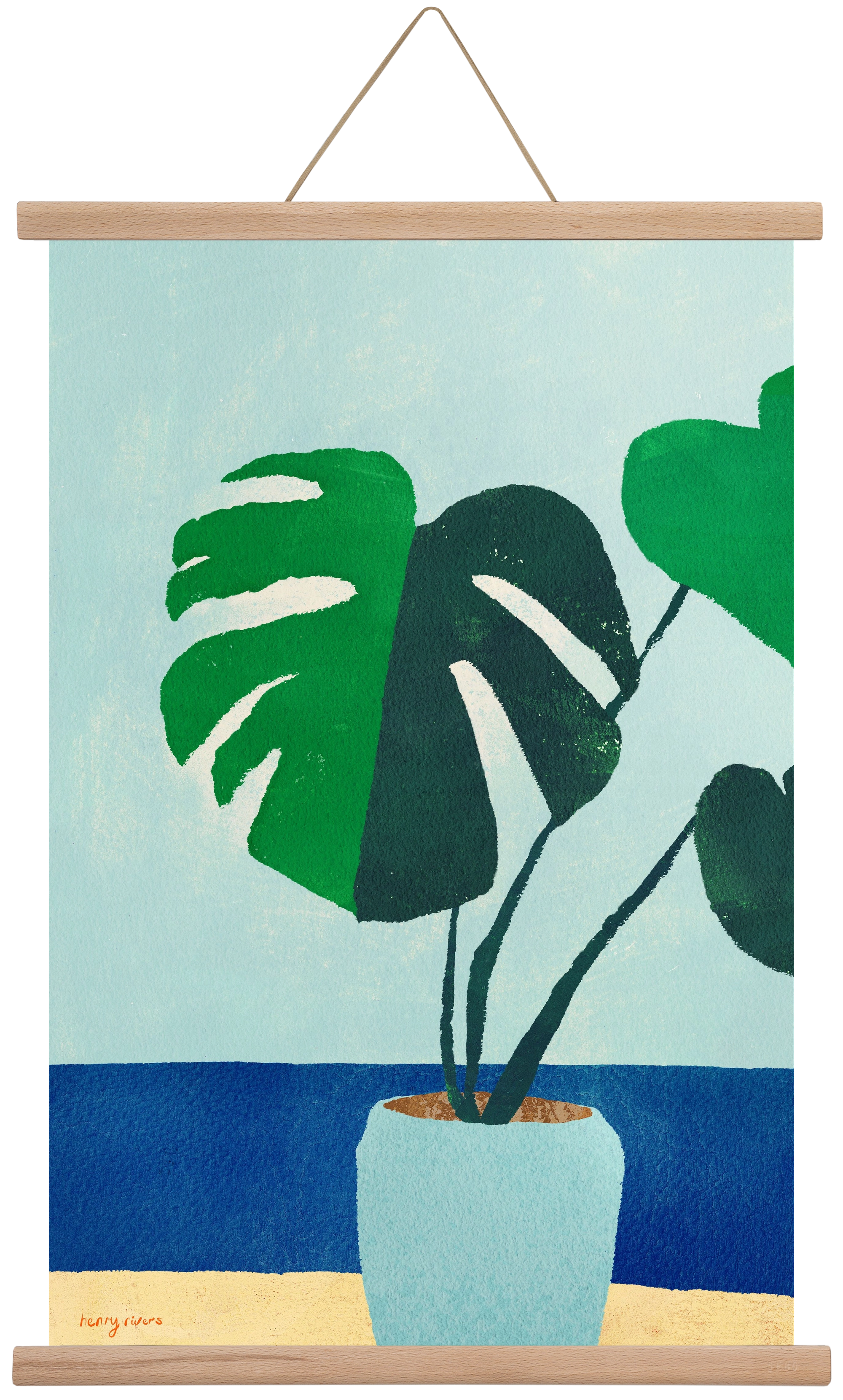 Monstera blues, 40x60 cm (40x60 cm), Tölgy akasztó