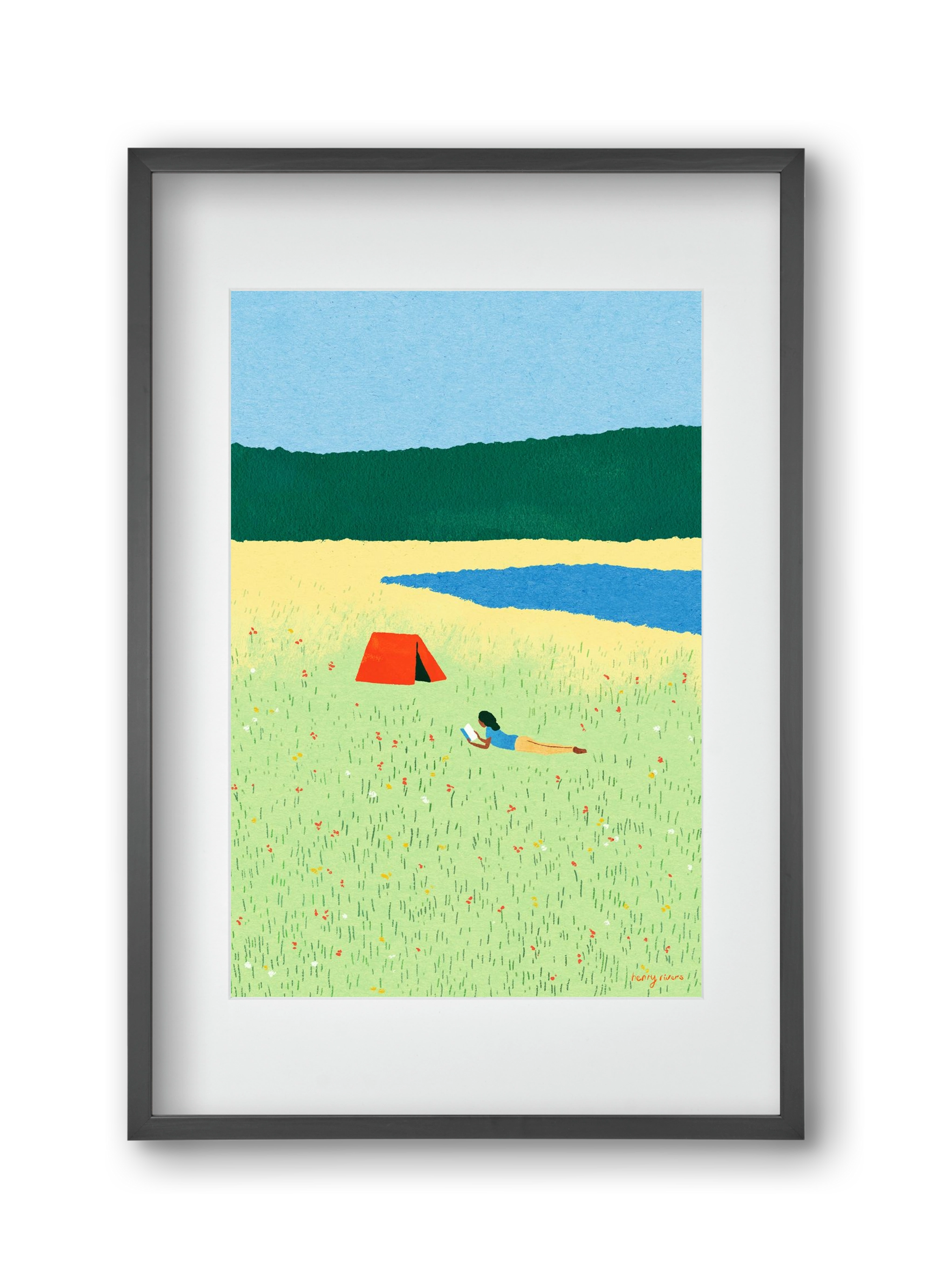 Reading in the meadow, 30x45 cm (20x30 cm), Fekete keret, paszpartuval